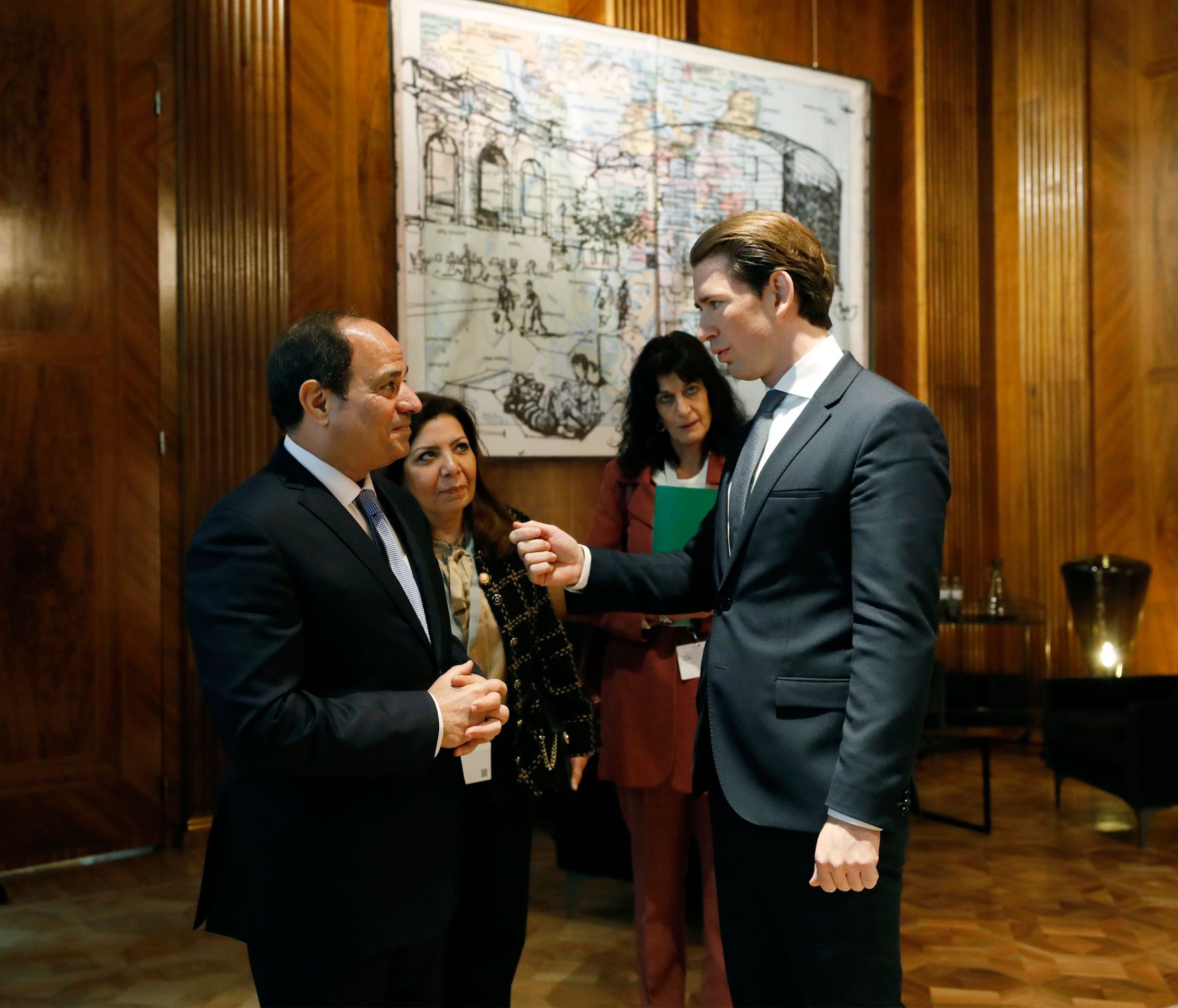 Am 17. Dezember 2018 empfing Bundeskanzler Sebastian Kurz (r.) den Pr&auml;sidenten der Arabischen Republik &Auml;gypten Abdel Fattah Al-Sisi (l.) anl&auml;sslich des EU-Afrika-Forums im Bundeskanzleramt.