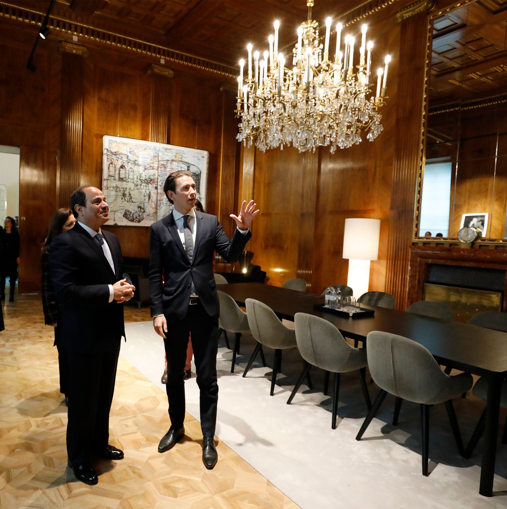 Am 17. Dezember 2018 empfing Bundeskanzler Sebastian Kurz (r.) den Pr&auml;sidenten der Arabischen Republik &Auml;gypten Abdel Fattah Al-Sisi (l.) anl&auml;sslich des EU-Afrika-Forums im Bundeskanzleramt.