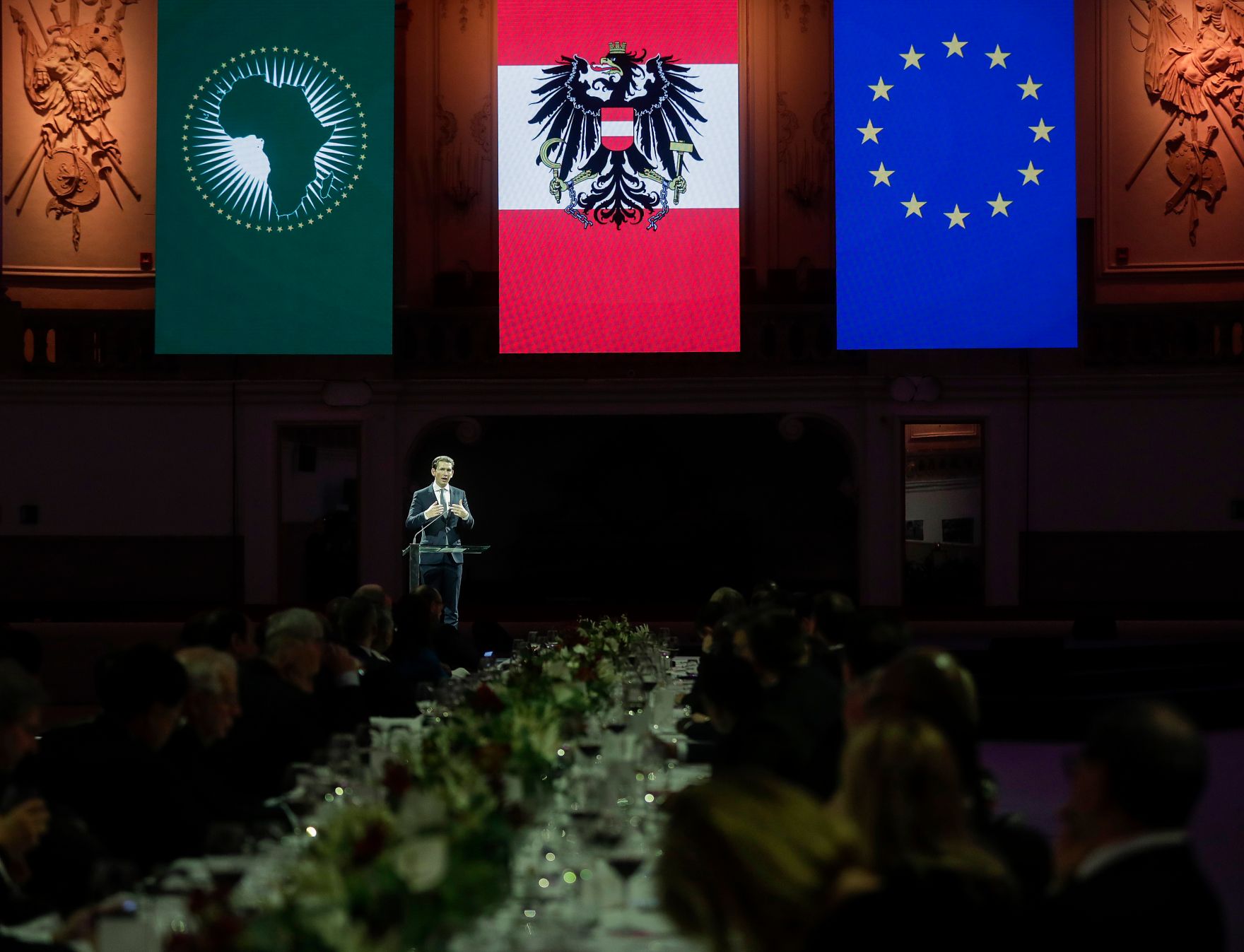 Am 17. Dezember 2018 begann das &quot;Hochrangige Forum Afrika‑Europa&quot;. Im Bild Bundeskanzler Sebastian Kurz beim Abendempfang in der Spanischen Hofreitschule.