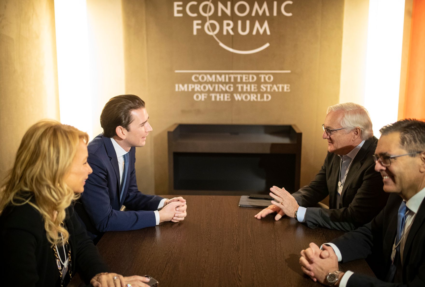 Am 24. J&auml;nner 2020 nahm Bundeskanzler Sebastian Kurz am Weltwirtschaftsforum in Davos teil. Im Bild mit dem Chief Executive Officer der ABB-Gruppe Peter Voser.