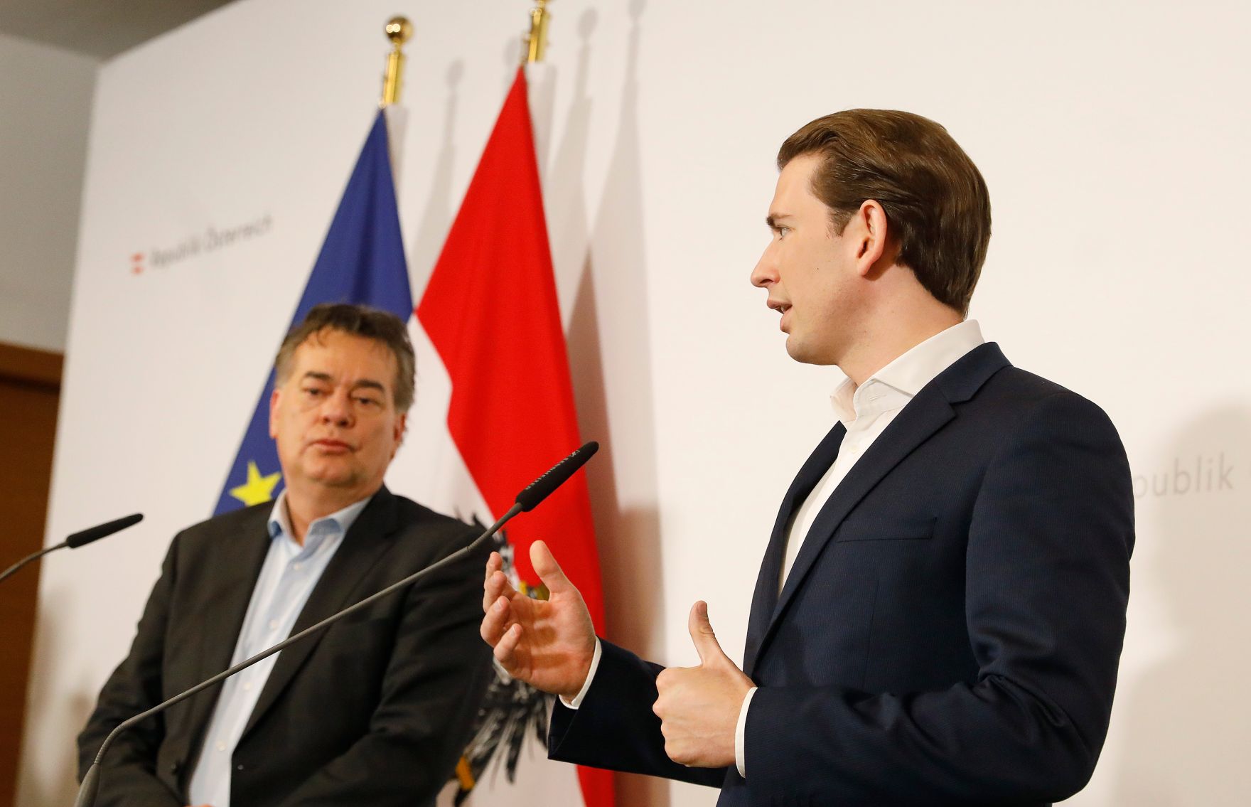 Am 29. J&auml;nner 2020 begann in Krems die zweit&auml;gige Klausurtagung der Bundesregierung. Im Bild Vizekanzler Werner Kogler (l.) und Bundeskanzler Sebastian Kurz (r.).