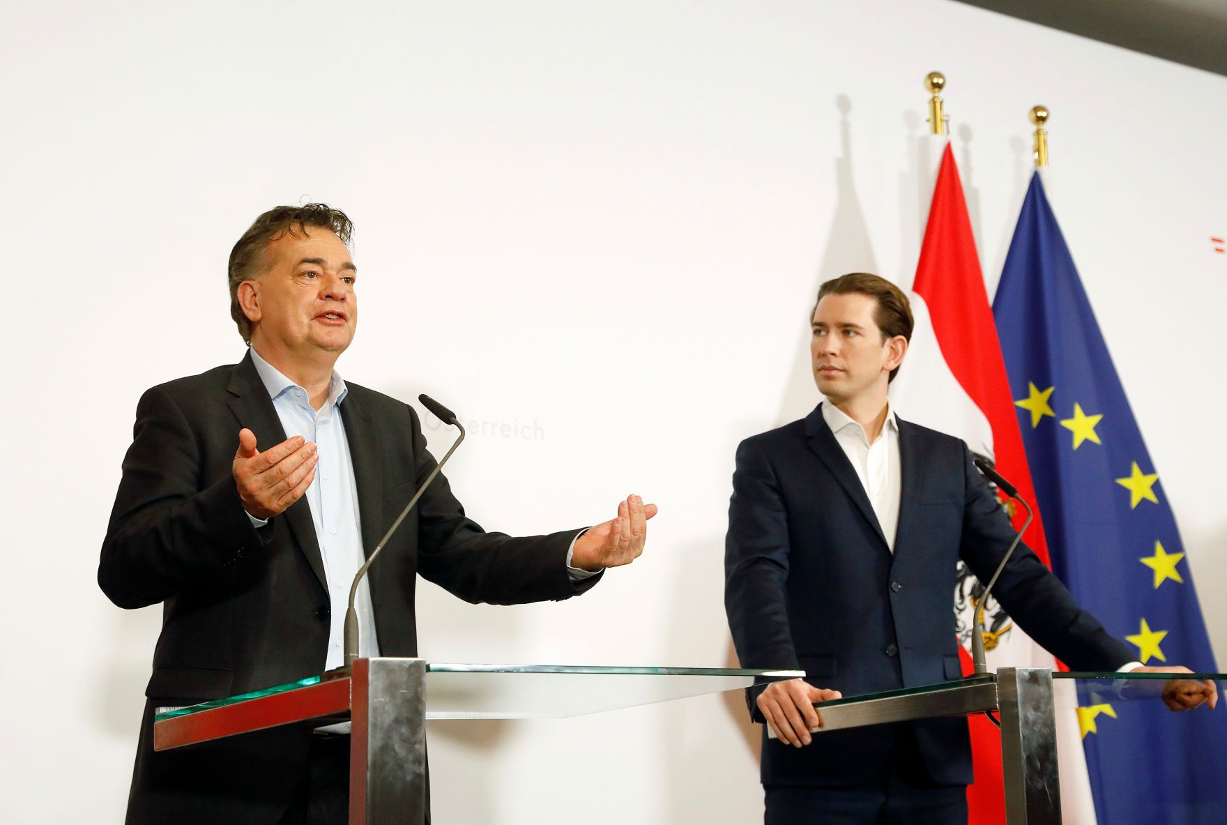 Am 29. J&auml;nner 2020 begann in Krems die zweit&auml;gige Klausurtagung der Bundesregierung. Im Bild Vizekanzler Werner Kogler (l.) und Bundeskanzler Sebastian Kurz (r.).