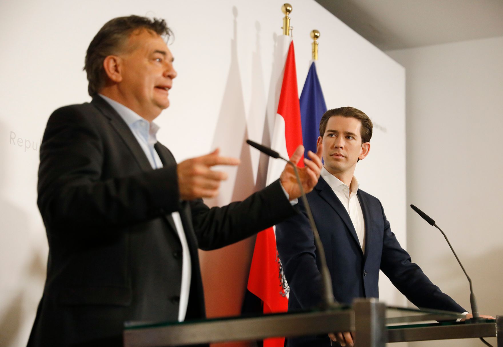 Am 29. J&auml;nner 2020 begann in Krems die zweit&auml;gige Klausurtagung der Bundesregierung. Im Bild Vizekanzler Werner Kogler (l.) und Bundeskanzler Sebastian Kurz (r.).