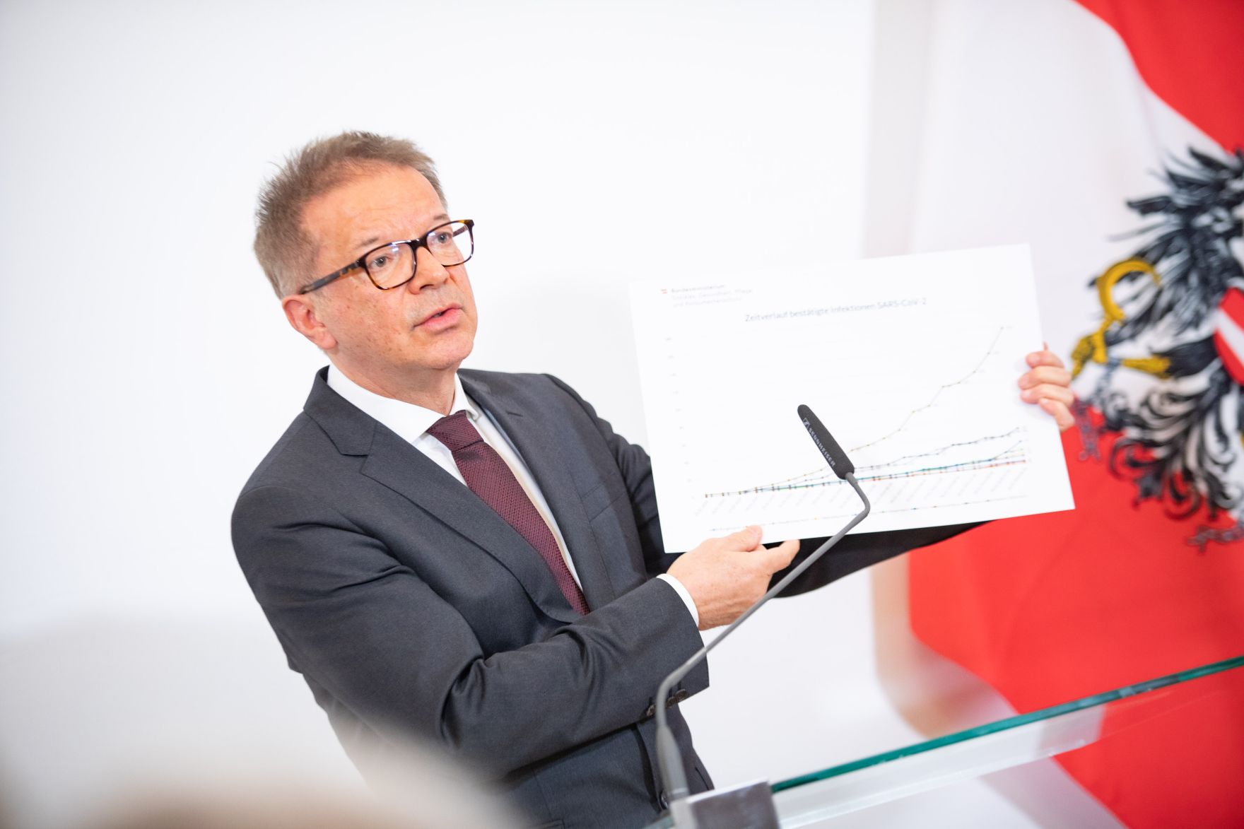 Am 10. M&auml;rz 2020 fand eine Pressekonferenz zum Thema Coronavirus im Innenministerium statt. Im Bild Bundesminister Rudolf Anschober.