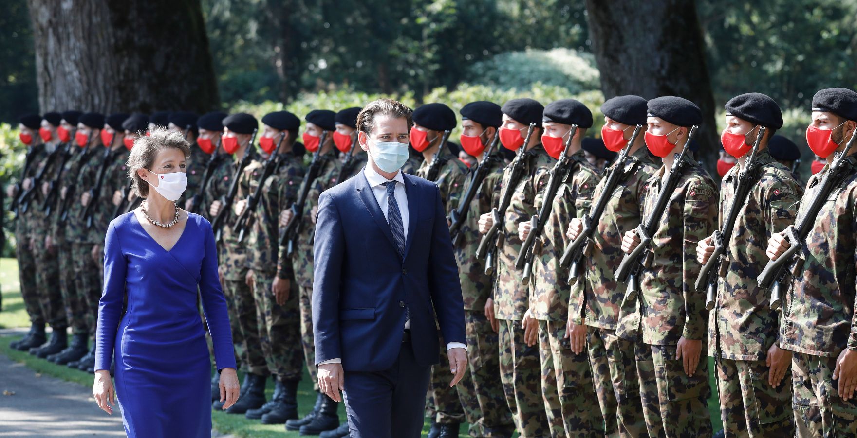 Am 18. September 2020 traf Bundeskanzler Sebastian Kurz (r.) im Rahmen seines Arbeitsbesuchs in der Schweiz die Schweizer Bundespr&auml;sidentin Simonetta Sommaruga (l.).