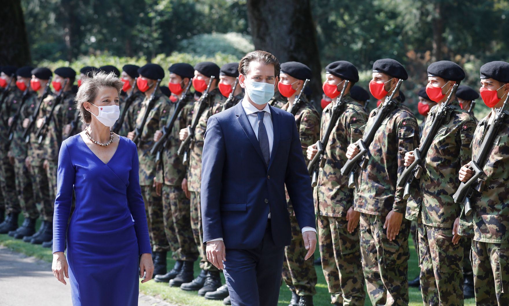 Am 18. September 2020 traf Bundeskanzler Sebastian Kurz (r.) im Rahmen seines Arbeitsbesuchs in der Schweiz die Schweizer Bundespr&auml;sidentin Simonetta Sommaruga (l.).