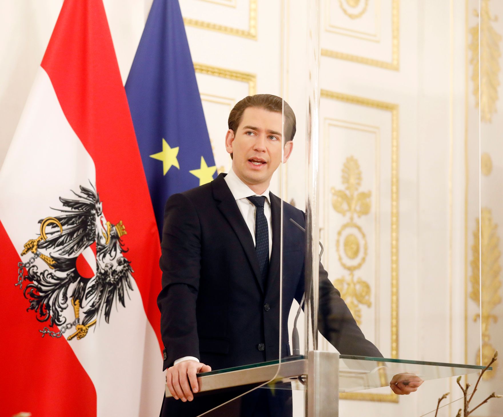 Am 9. November 2020 fand anl&auml;&szlig;lich der Novemberpogrome eine Gedenkveranstaltung im Bundeskanzleramt statt. Im Bild Bundeskanzler Sebastian Kurz.