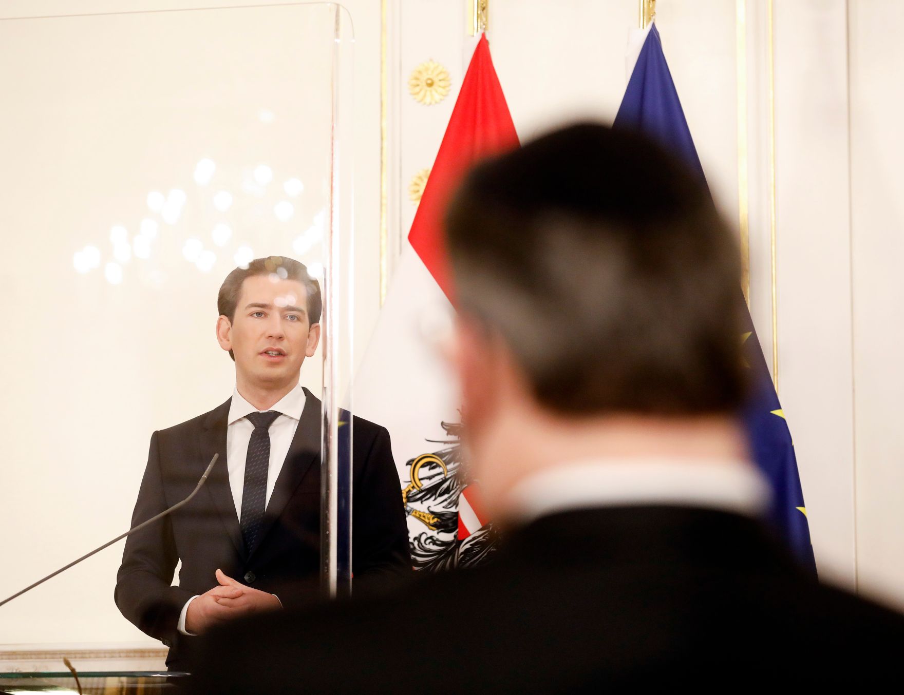 Am 9. November 2020 fand anl&auml;&szlig;lich der Novemberpogrome eine Gedenkveranstaltung im Bundeskanzleramt statt. Im Bild Bundeskanzler Sebastian Kurz.