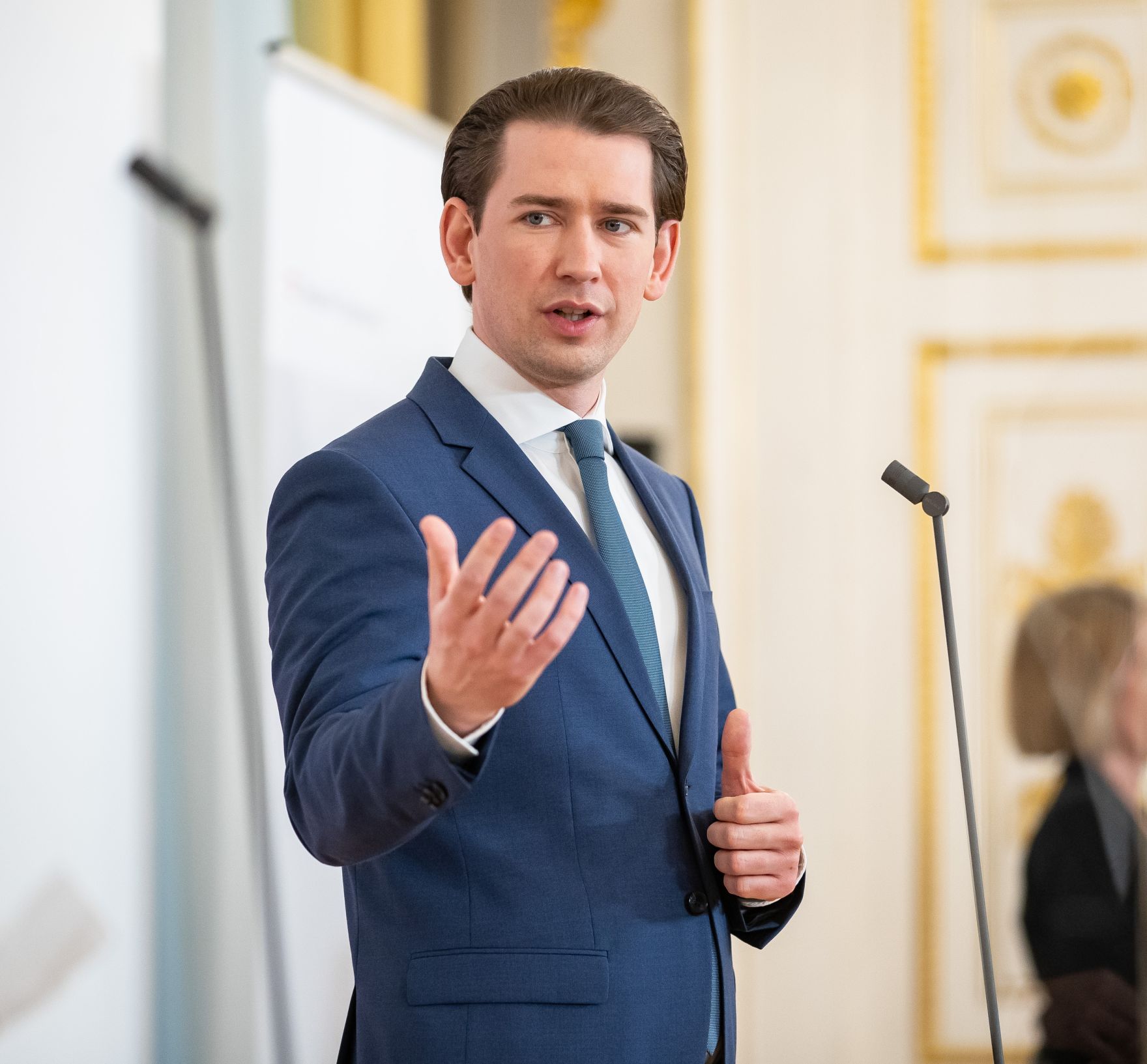 Am 1. Juni 2021 fand eine Pressekonferenz zum Thema steigende Impfbereitschaft gegen Covid-19 statt. Im Bild Bundeskanzler Sebastian Kurz.