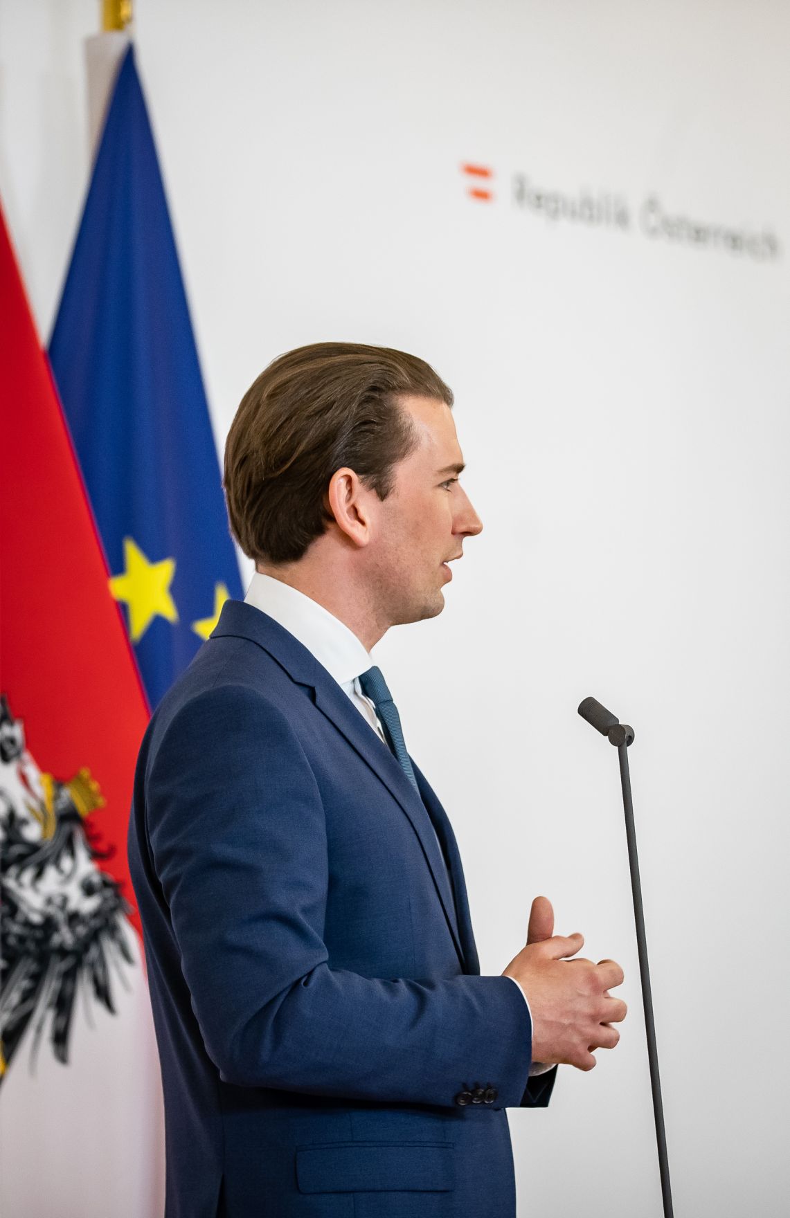 Am 1. Juni 2021 fand eine Pressekonferenz zum Thema steigende Impfbereitschaft gegen Covid-19 statt. Im Bild Bundeskanzler Sebastian Kurz.