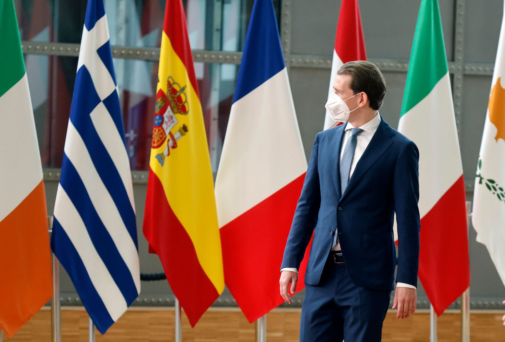 Am 24. Juni 2021 nahm Bundeskanzler Sebastian Kurz (im Bild) am Europ&auml;ischen Rat der Staats- und Regierungschefs teil. Im Bild beim Doorstep.