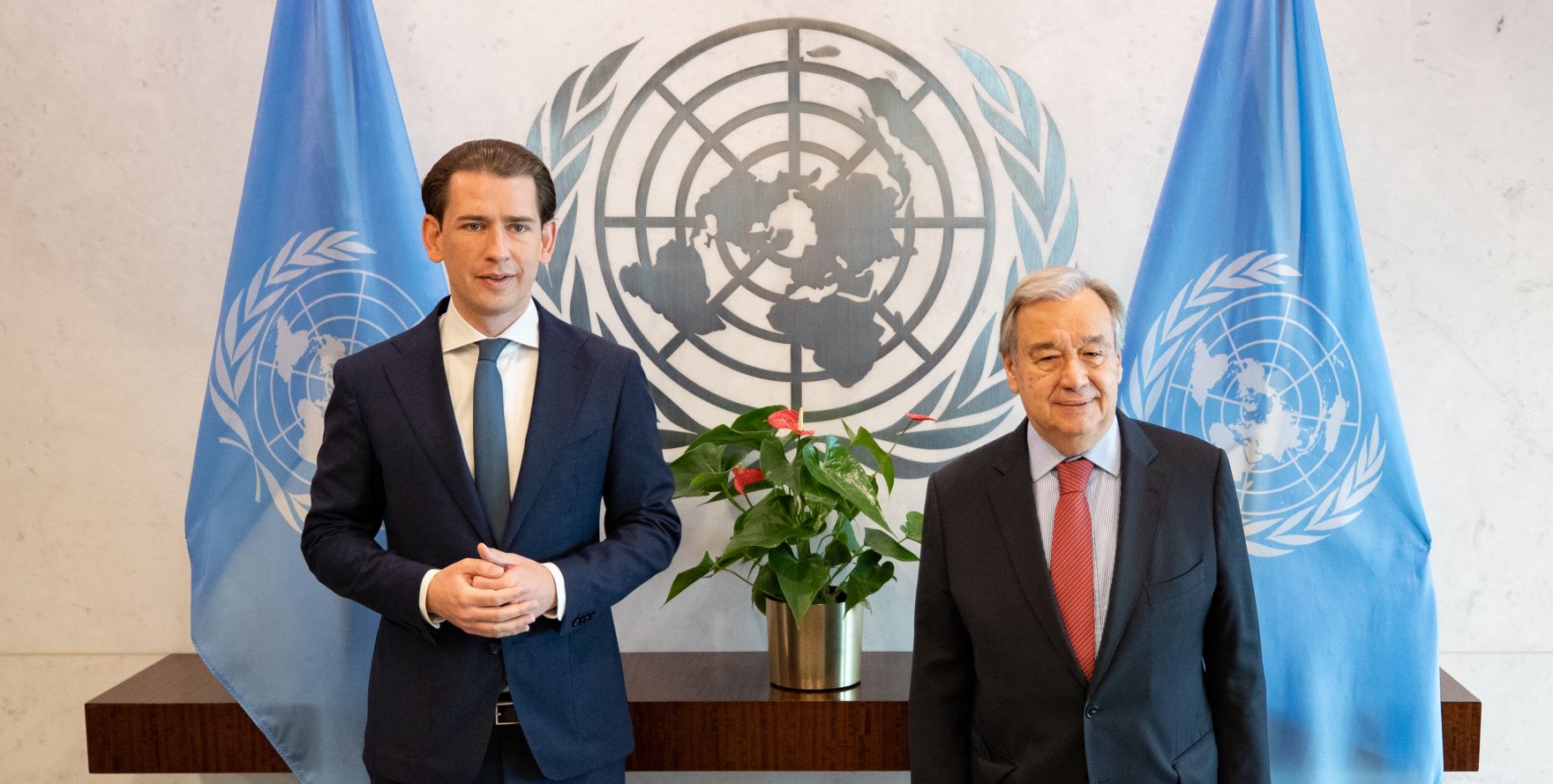 Am 12. Juli traf Bundeskanzler Sebastian Kurz (l.) den UN Generalsekret&auml;r Antonio Guterres (r.) in New York.
