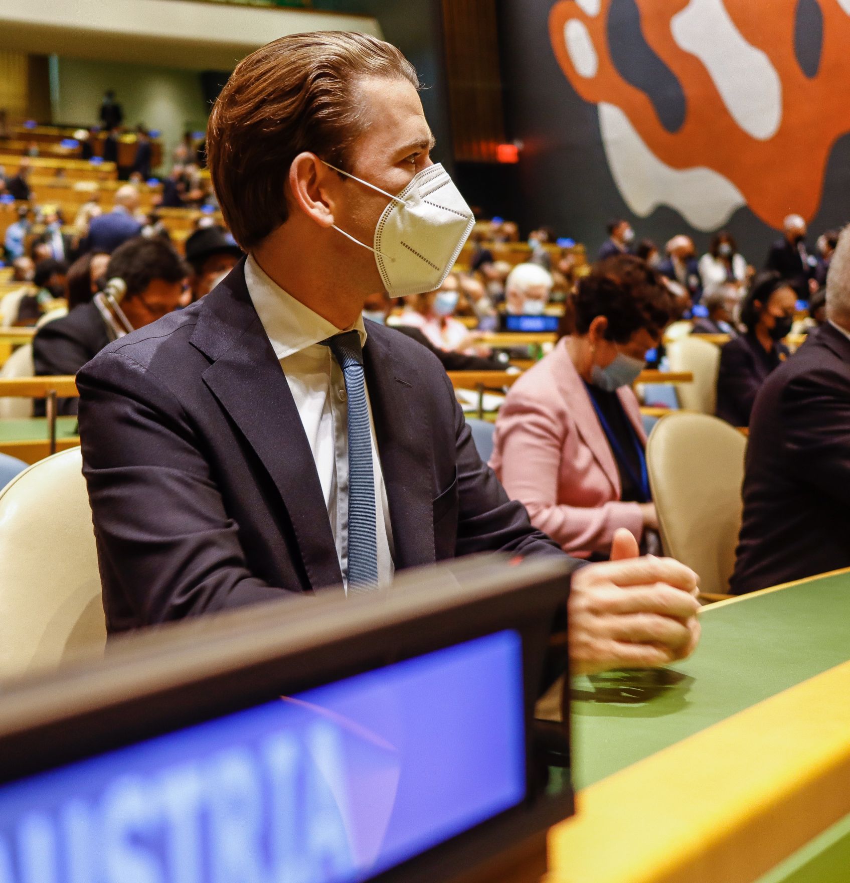 Am 21. September 2021 reiste Bundeskanzler Sebastian Kurz zu einem mehrt&auml;gigen Arbeitsbesuch nach New York. Im Bild bei der Er&ouml;ffnung der UNO Generalversammlung.