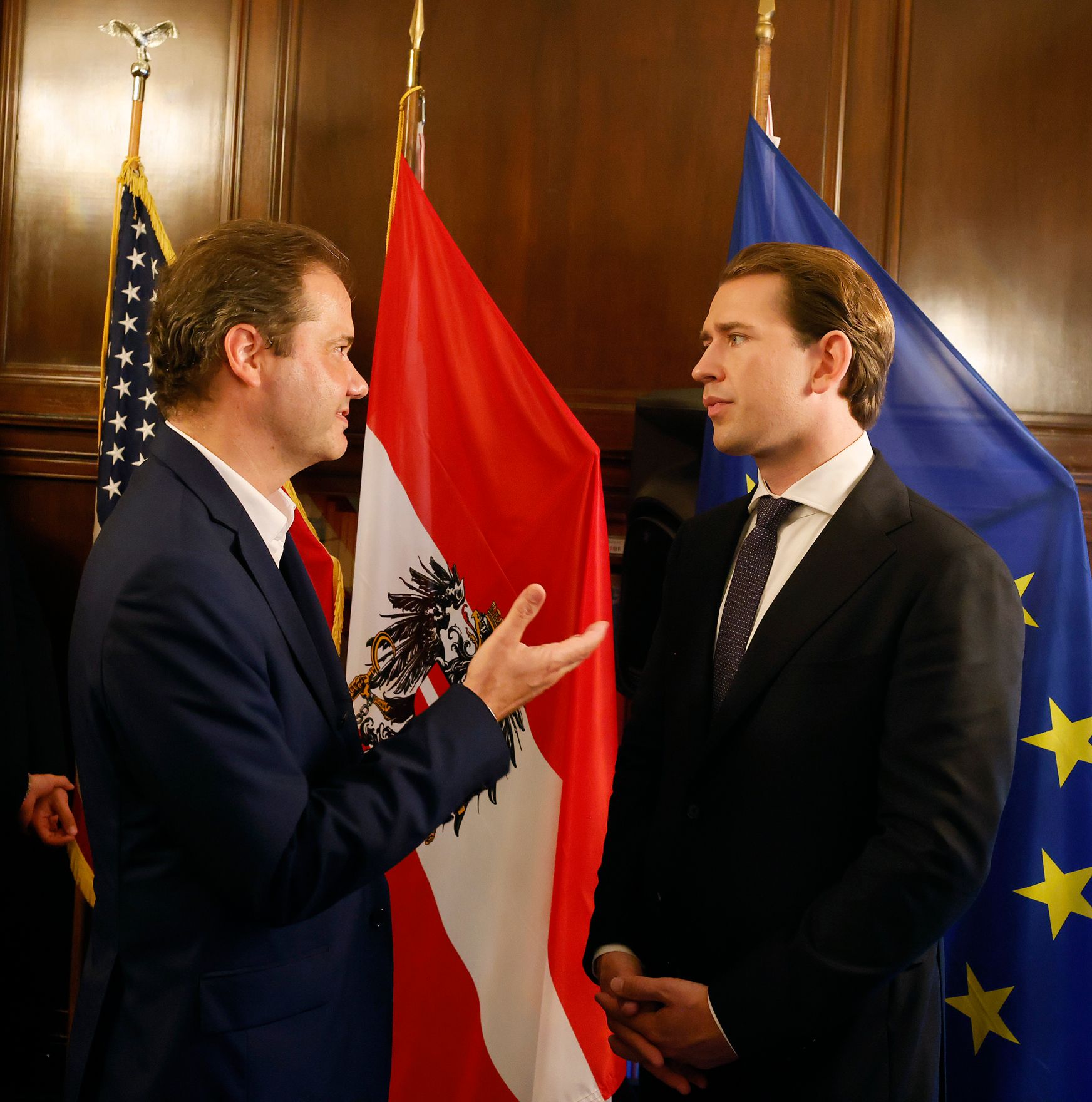 Am 22. September 2021 reiste Bundeskanzler Sebastian Kurz (r.) zu einem mehrt&auml;gigen Arbeitsbesuch nach New York. Im Bild beim Austrian-American Empfang.