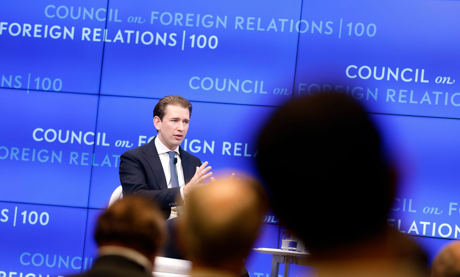 Am 23. September 2021 reiste Bundeskanzler Sebastian Kurz (l.) zu einem mehrt&auml;gigen Arbeitsbesuch nach New York. Im Bild beim Council on Foreign Relations.