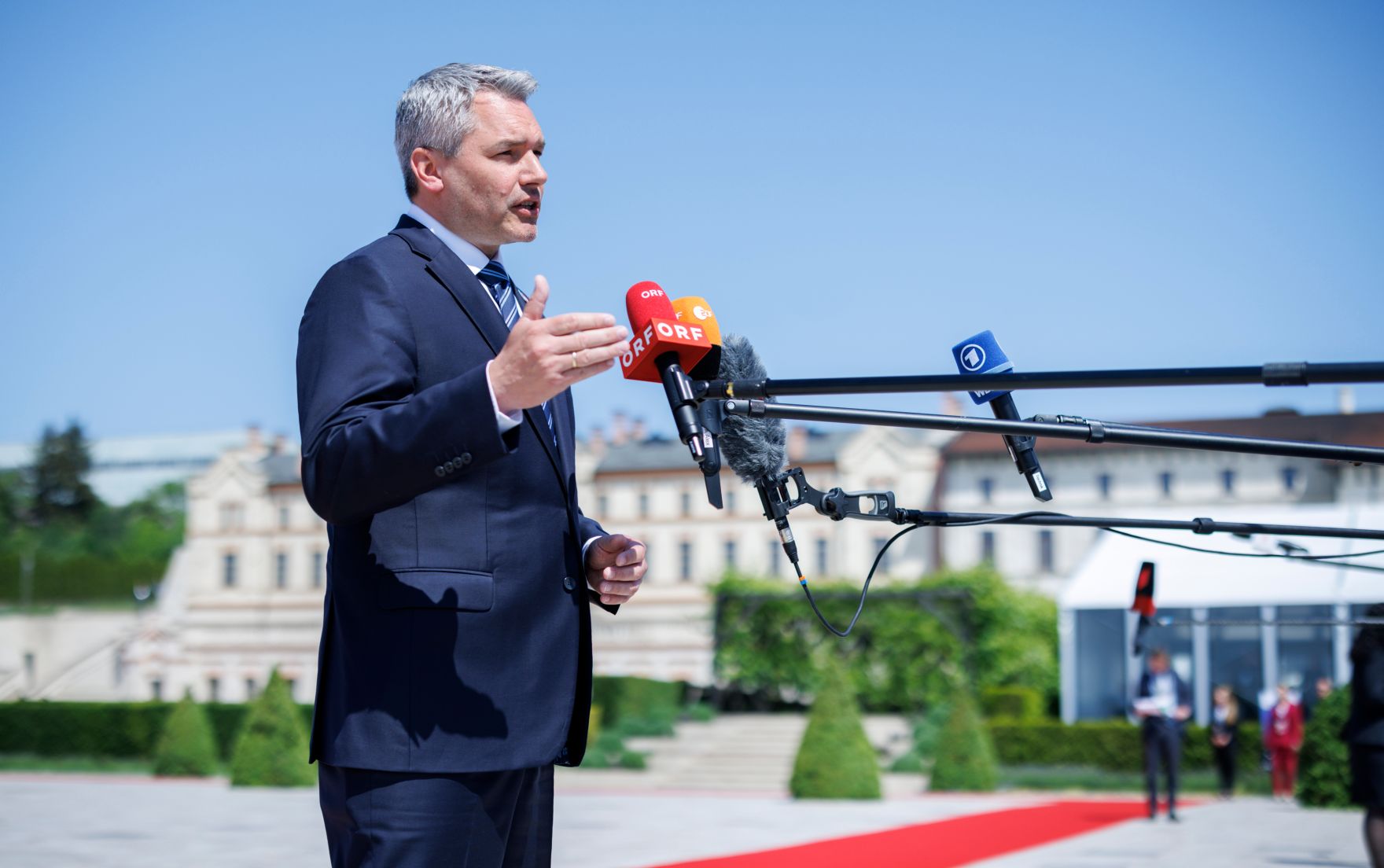 Am 1. Juni 2023 nahm Bundeskanzler Karl Nehammer (im Bild) am Gipfel der Europ&auml;ischen Politischen Gemeinschaft in der Republik Moldau teil.