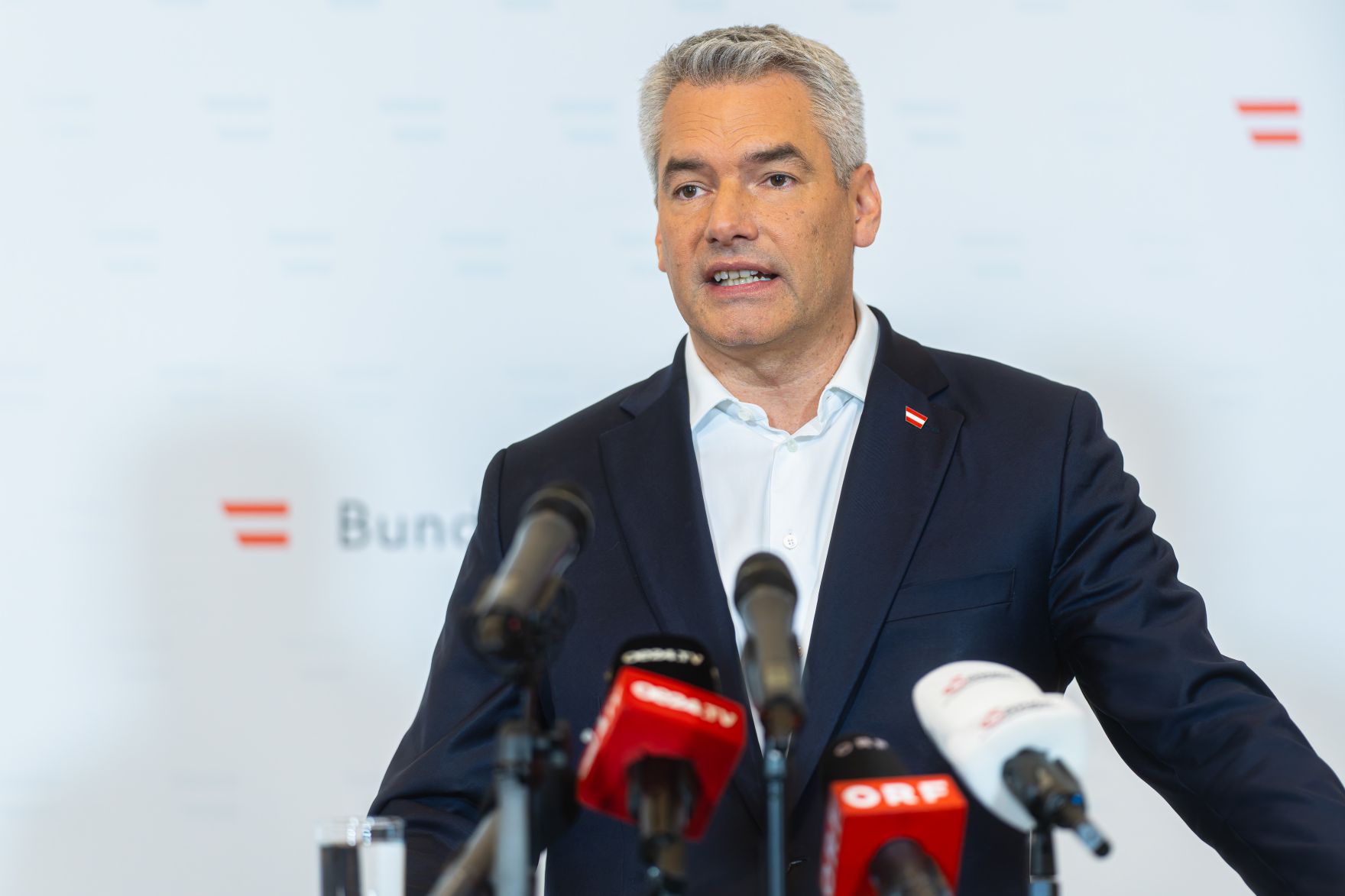 Am 25. Oktober 2024 gab Bundeskanzler Karl Nehammer (im Bild) ein Pressestatement.
