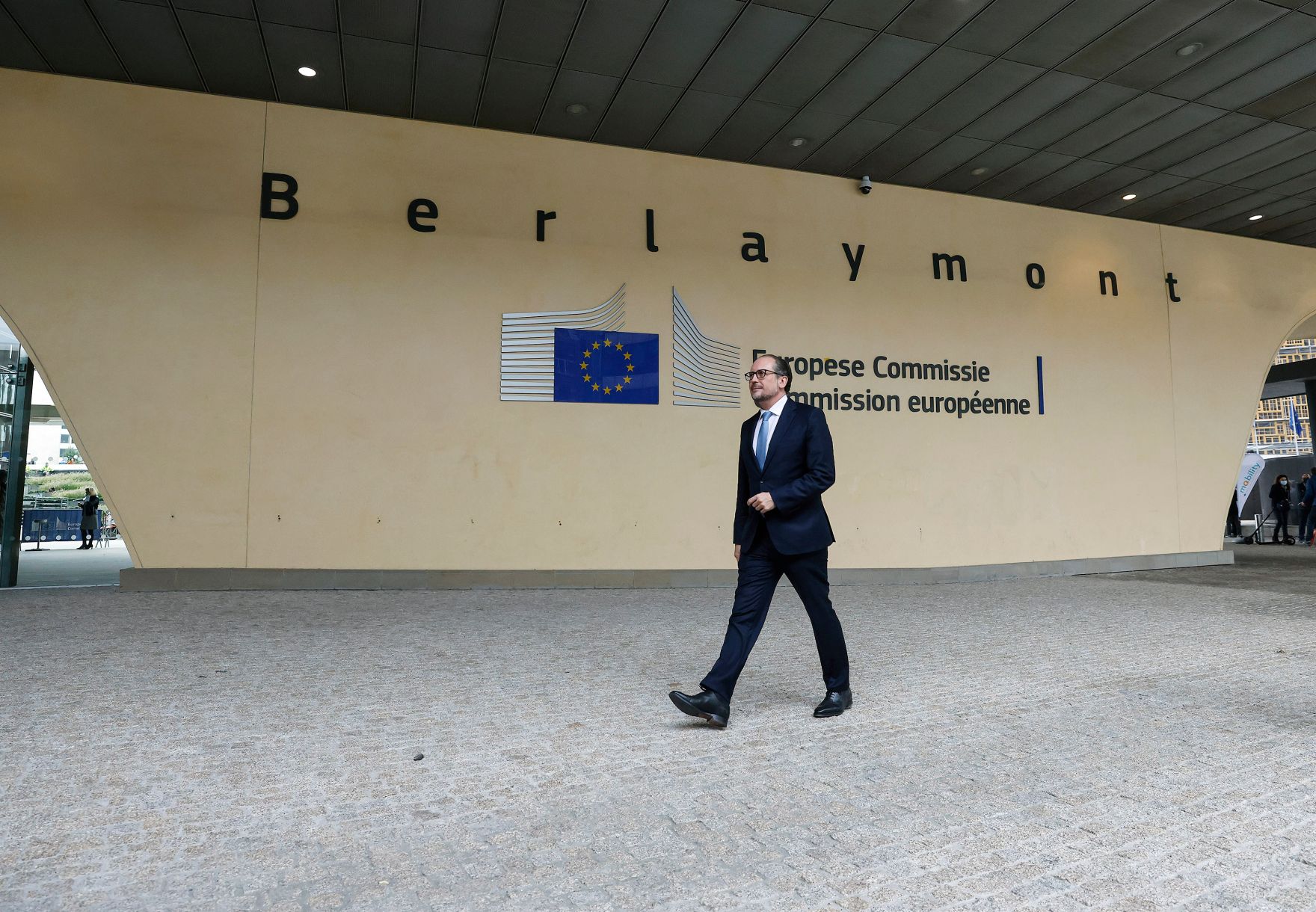 Am 14. Oktober 2021 reiste Bundeskanzler Alexander Schallenberg zu einem Arbeitsbesuch nach Br&uuml;ssel. Im Bild beim Pressestatement.