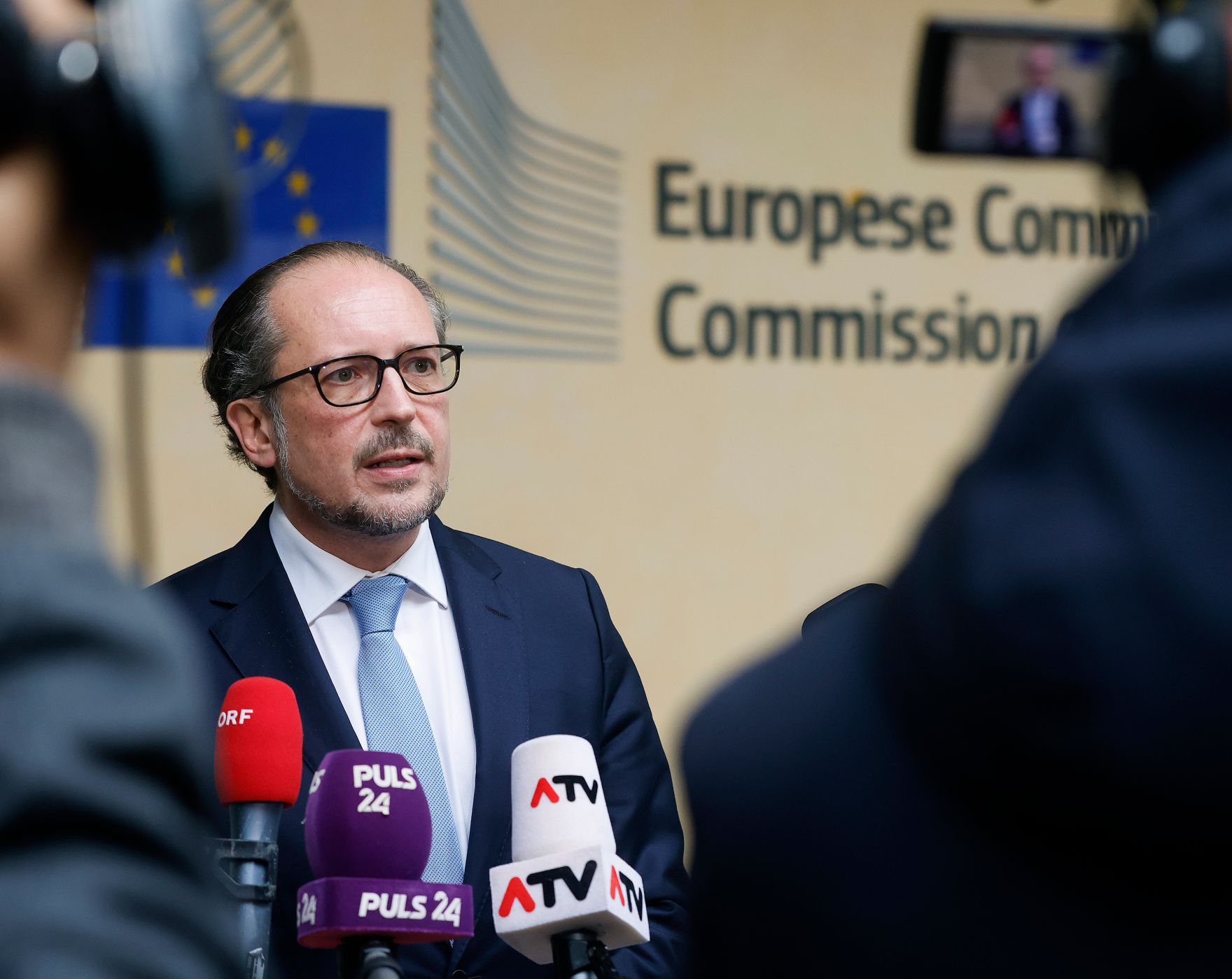 Am 14. Oktober 2021 reiste Bundeskanzler Alexander Schallenberg zu einem Arbeitsbesuch nach Br&uuml;ssel. Im Bild beim Pressestatement.
