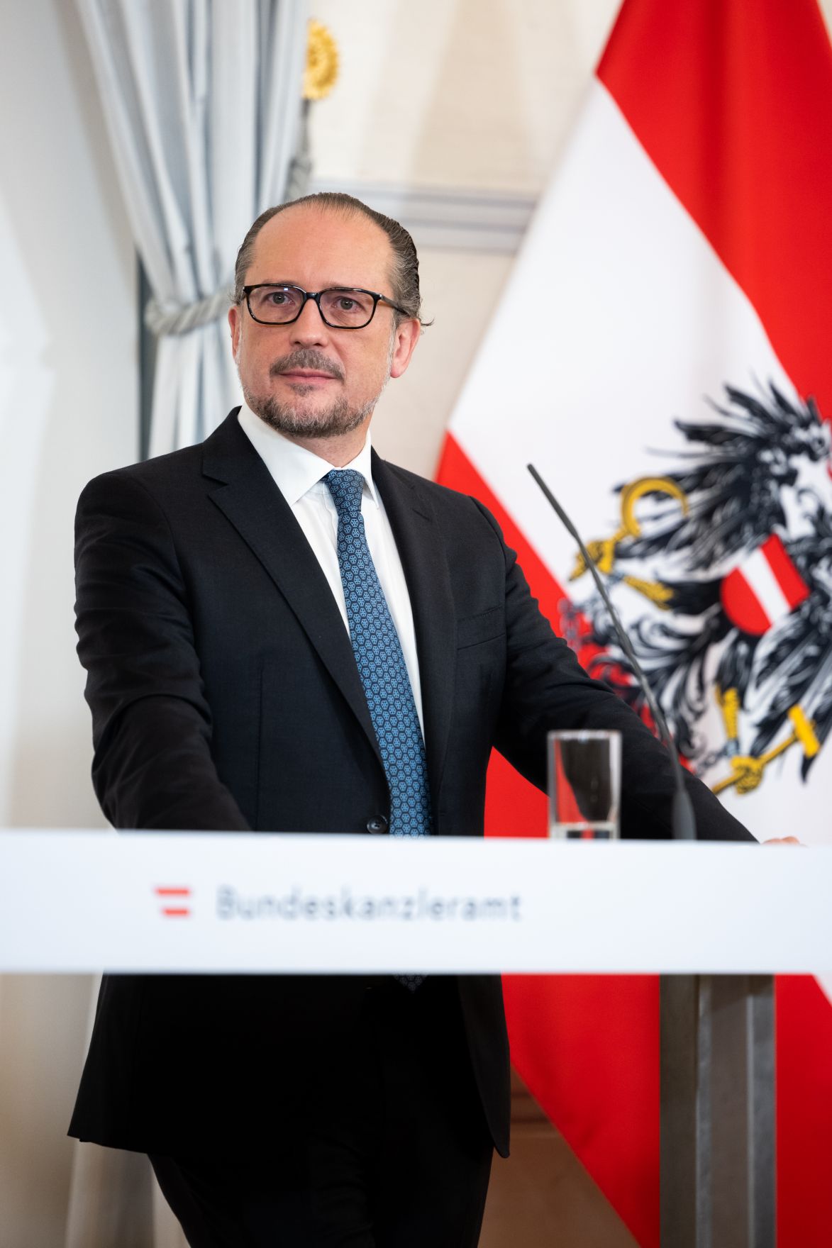 Im Bild Bundeskanzler Alexander Schallenberg beim Pressefoyer nach dem Ministerrat am 26. Oktober 2020.