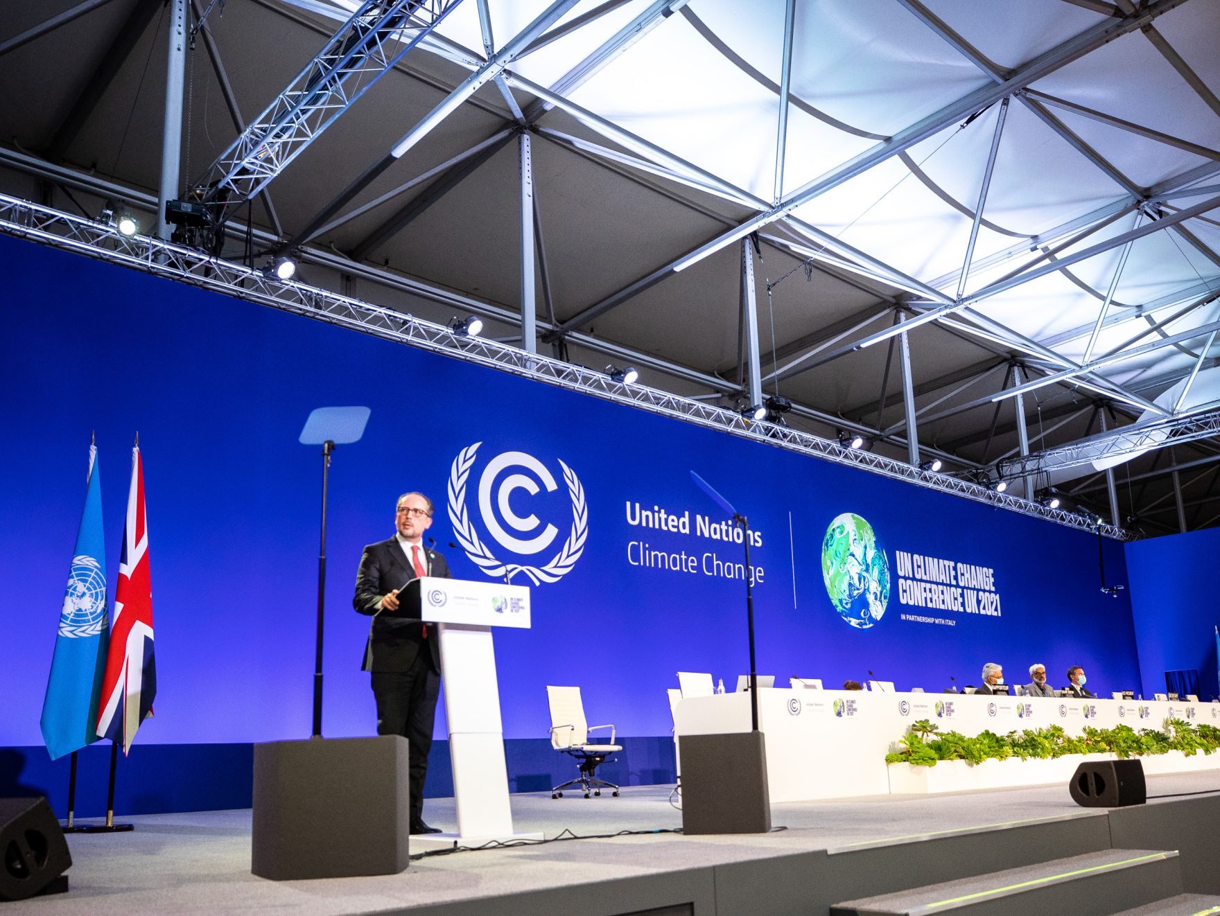 Am 1. November 2021 nahm Bundeskanzler Alexander Schallenberg (im Bild) an der UN-Klimakonferenz 2021 in Glasgow teil. Im Bild bei der Keynote.