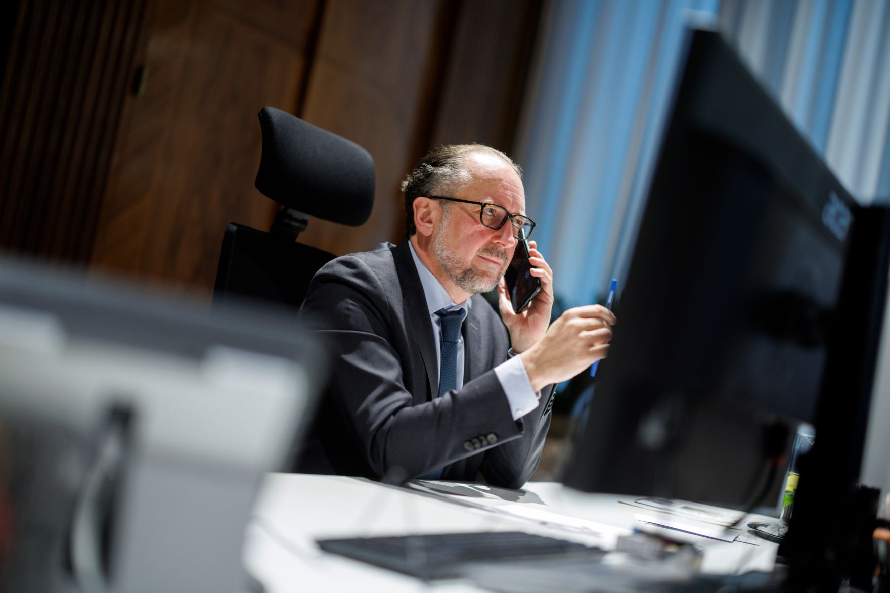 Am 20. J&auml;nner 2025 telefonierte Bundeskanzler Alexander Schallenberg (im Bild) mit dem Pr&auml;sidenten der Arabischen Republik &Auml;gypten, Abd al-Fattah Al-Sisi.