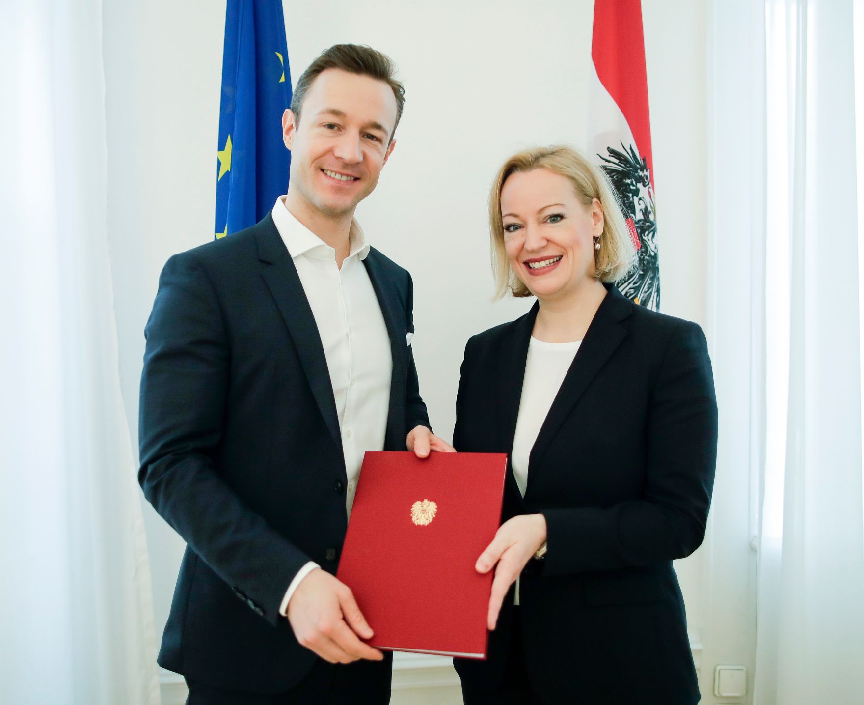 Am 9. J&auml;nner 2019 fand eine Pressekonferenz zur Ernennung der neuen Leiterin des Bundesdenkmalamt Erika Pieler (r.) mit Bundesminister Gernot Bl&uuml;mel (l.) statt.
