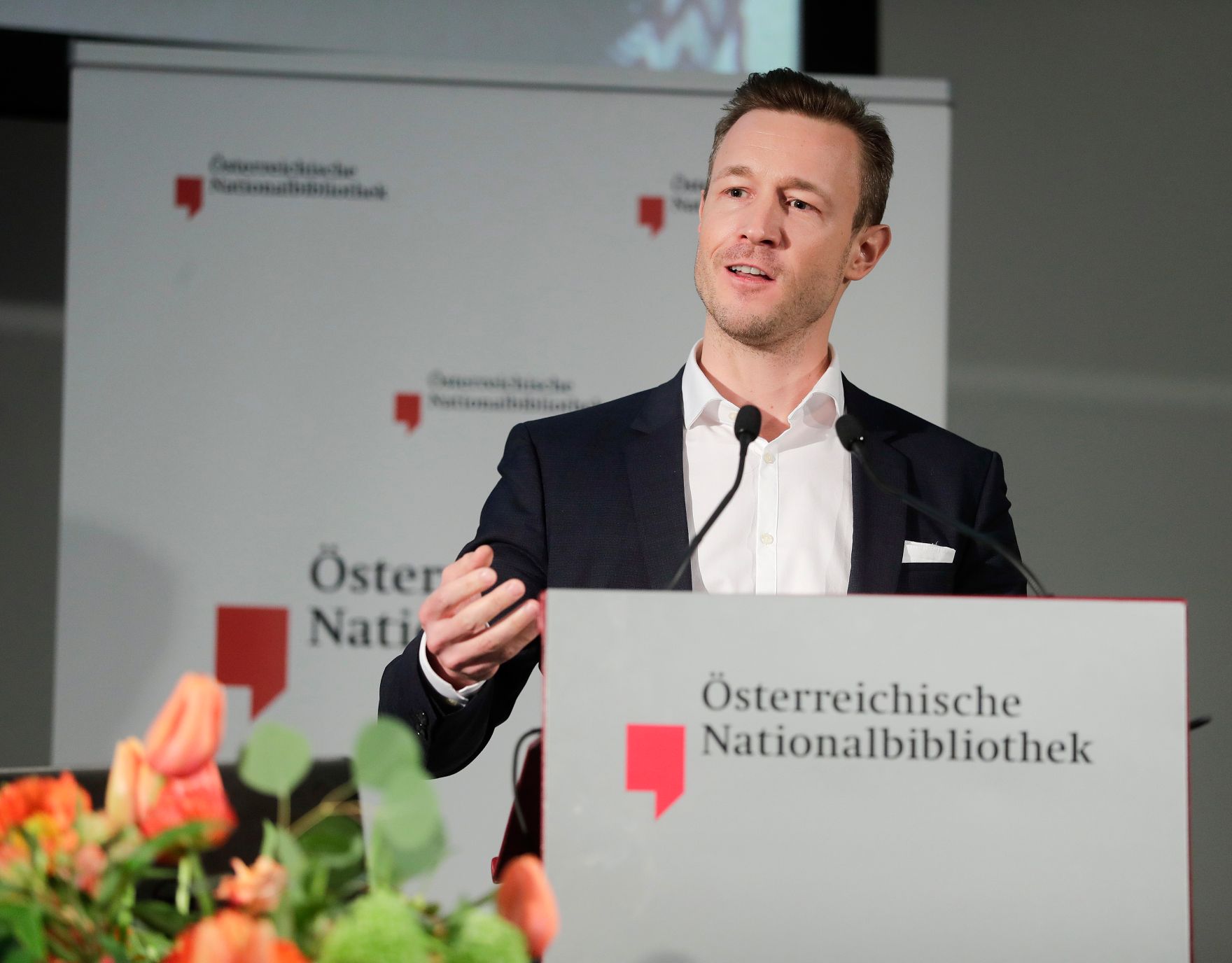 Am 14. M&auml;rz 2019 er&ouml;ffnete Bundesminister Gernot Bl&uuml;mel (im Bild) die Ausstellung &quot;Kaiser Maximilan I. Ein Gro&szlig;er Habsburger&quot; in der &Ouml;sterreichischen National Bibliothek.