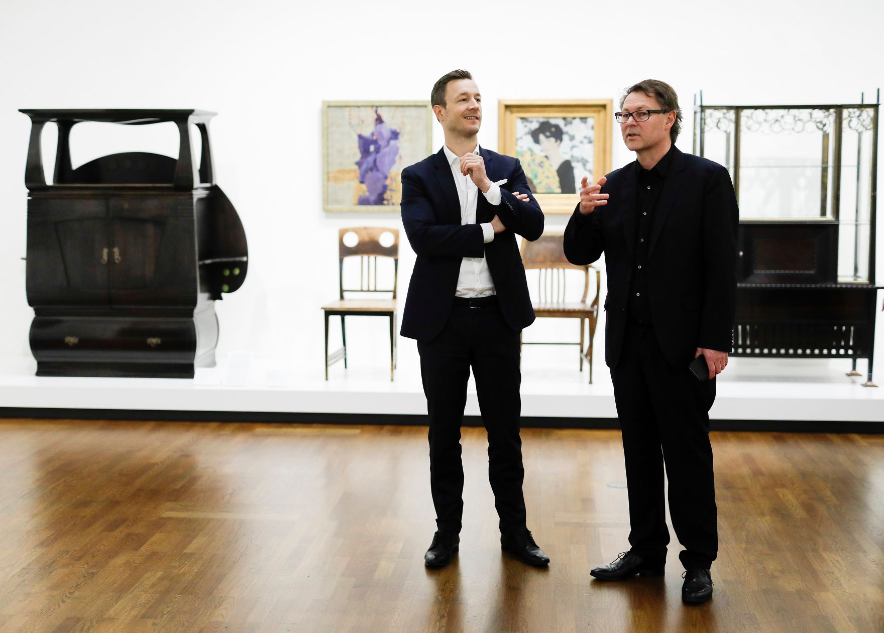 Am 15. M&auml;rz 2019 er&ouml;ffnete Bundesminister Gernot Bl&uuml;mel (l.) die Ausstellung &quot;Wien 1900. Aufbruch in die Moderne&quot; im Leopold Museum. Im Bild mit dem Direktor des Leopold Museums Hans-Peter Wipplinger (r.).
