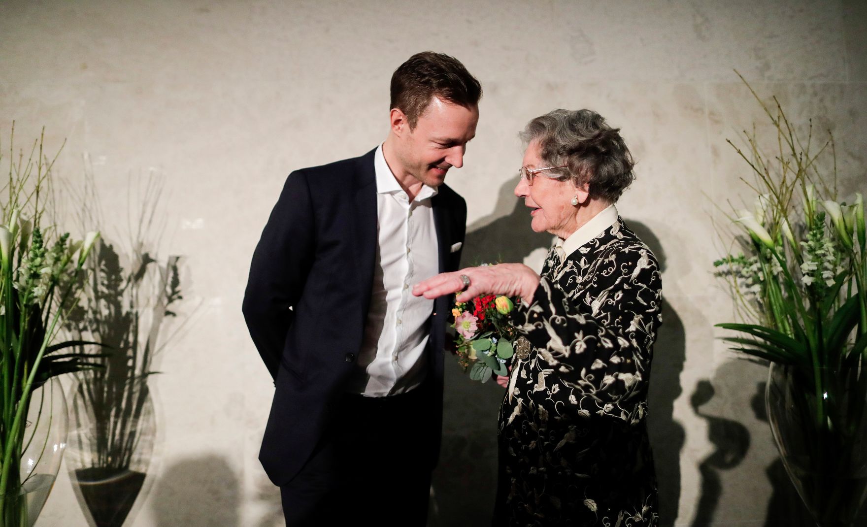 Am 15. M&auml;rz 2019 er&ouml;ffnete Bundesminister Gernot Bl&uuml;mel (l.) die Ausstellung &quot;Wien 1900. Aufbruch in die Moderne&quot; im Leopold Museum. Im Bild mit Elisabeth Leopold (r.).