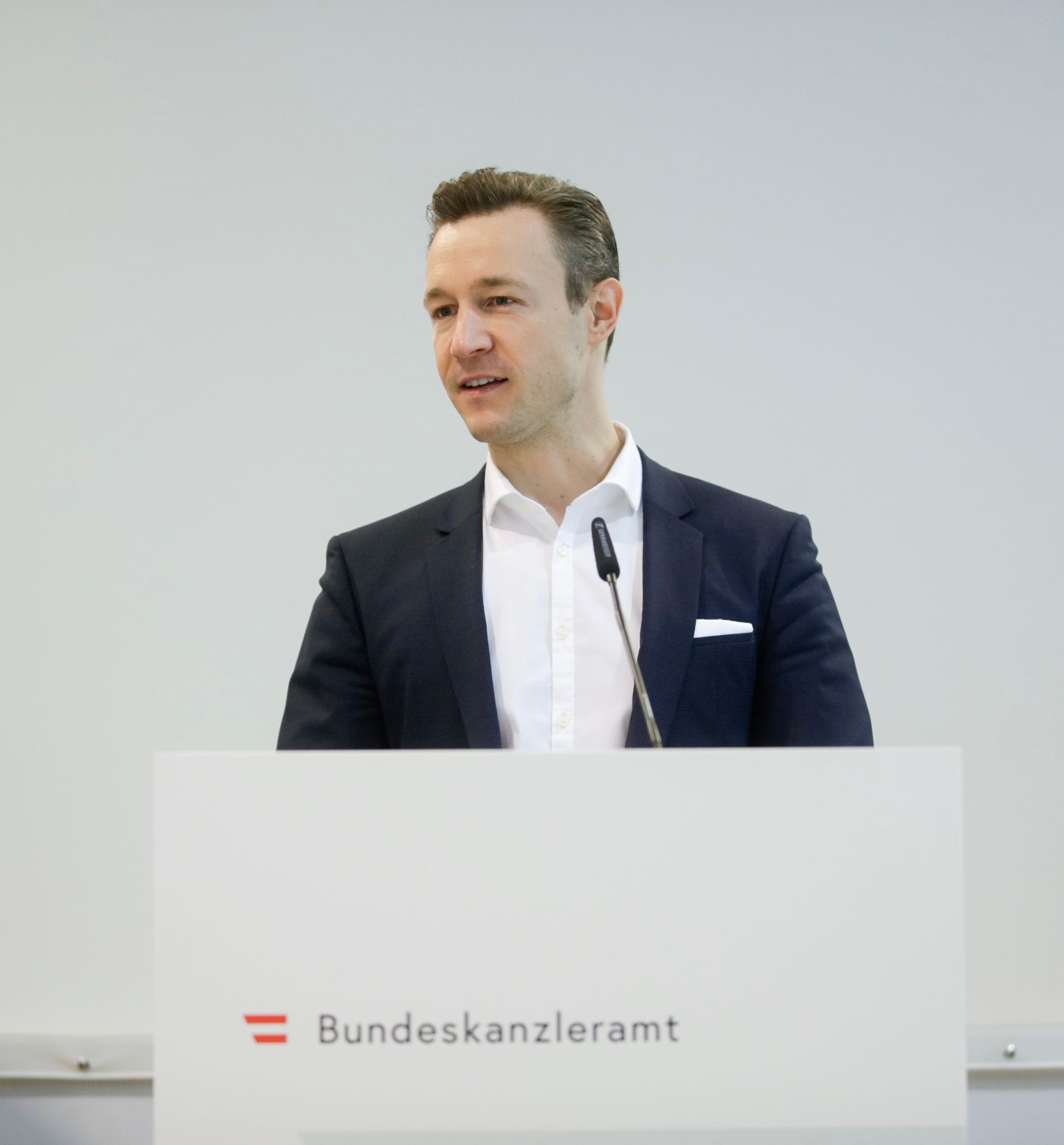 Am 03. April 2019 fand Pressekonferenz zum Thema &quot;Architekturbiennale Venedig 2020&quot; mit Bundesminister Gernot Bl&uuml;mel (im Bild) statt.