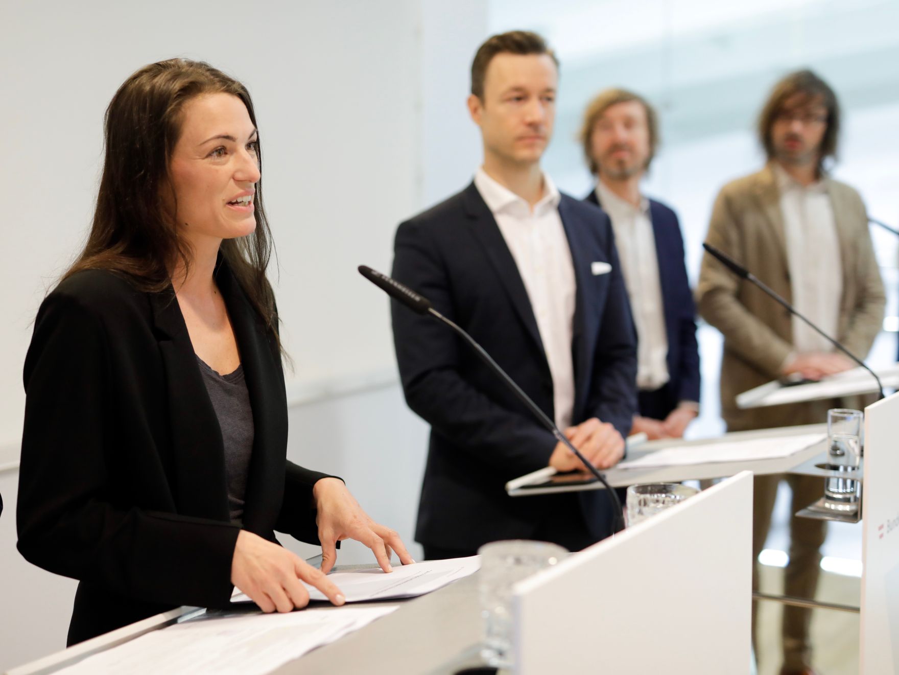 Am 03. April 2019 fand Pressekonferenz zum Thema &quot;Architekturbiennale Venedig 2020&quot; mit Bundesminister Gernot Bl&uuml;mel (m.l.) statt.