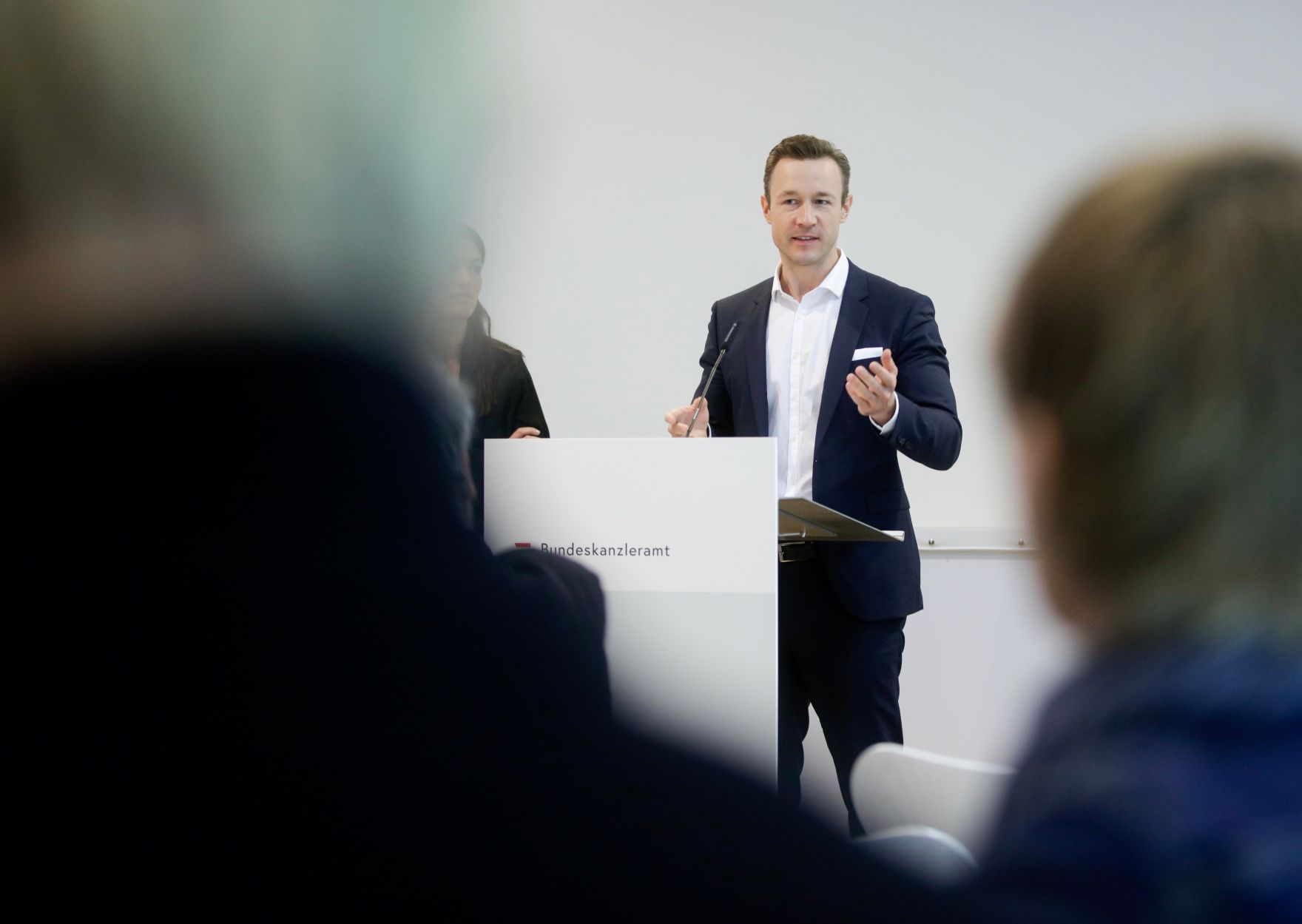 Am 03. April 2019 fand Pressekonferenz zum Thema &quot;Architekturbiennale Venedig 2020&quot; mit Bundesminister Gernot Bl&uuml;mel (im Bild) statt.