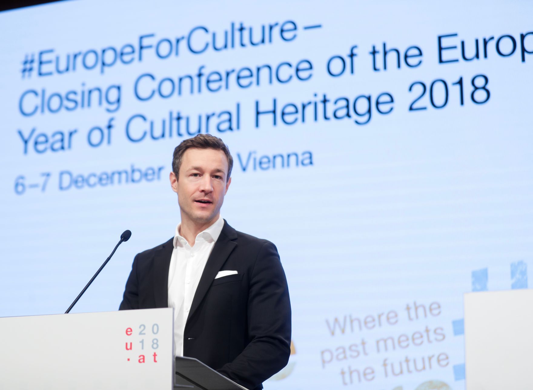 Am 7. Dezember 2018 nahm Bundesminister Gernot Bl&uuml;mel (im Bild) an der Veranstaltung &quot;#EuropeForCulture - Abschlusskonferenz zum Europ&auml;ischen Kulturerbejahr 2018&quot; teil.