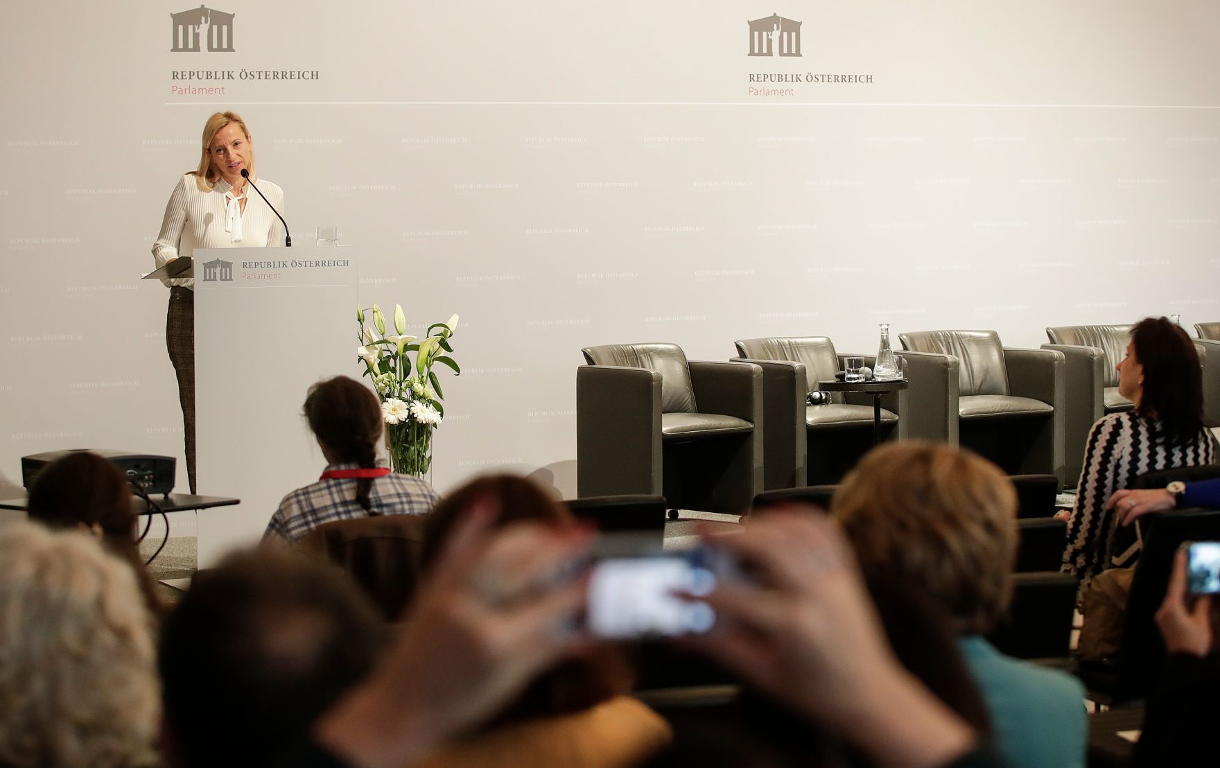 Am 5. M&auml;rz 2019 nahm Bundesministerin Juliane Bogner-Strau&szlig; (im Bild) an der Internationalem Fachkonferenz "Das Recht auf ein Leben frei von Gewalt! St&auml;rkung, Unterst&uuml;tzung und Schutz f&uuml;r gewaltbetroffene Frauen und ihre Kinder in &Ouml;sterreich und Europa" teil.