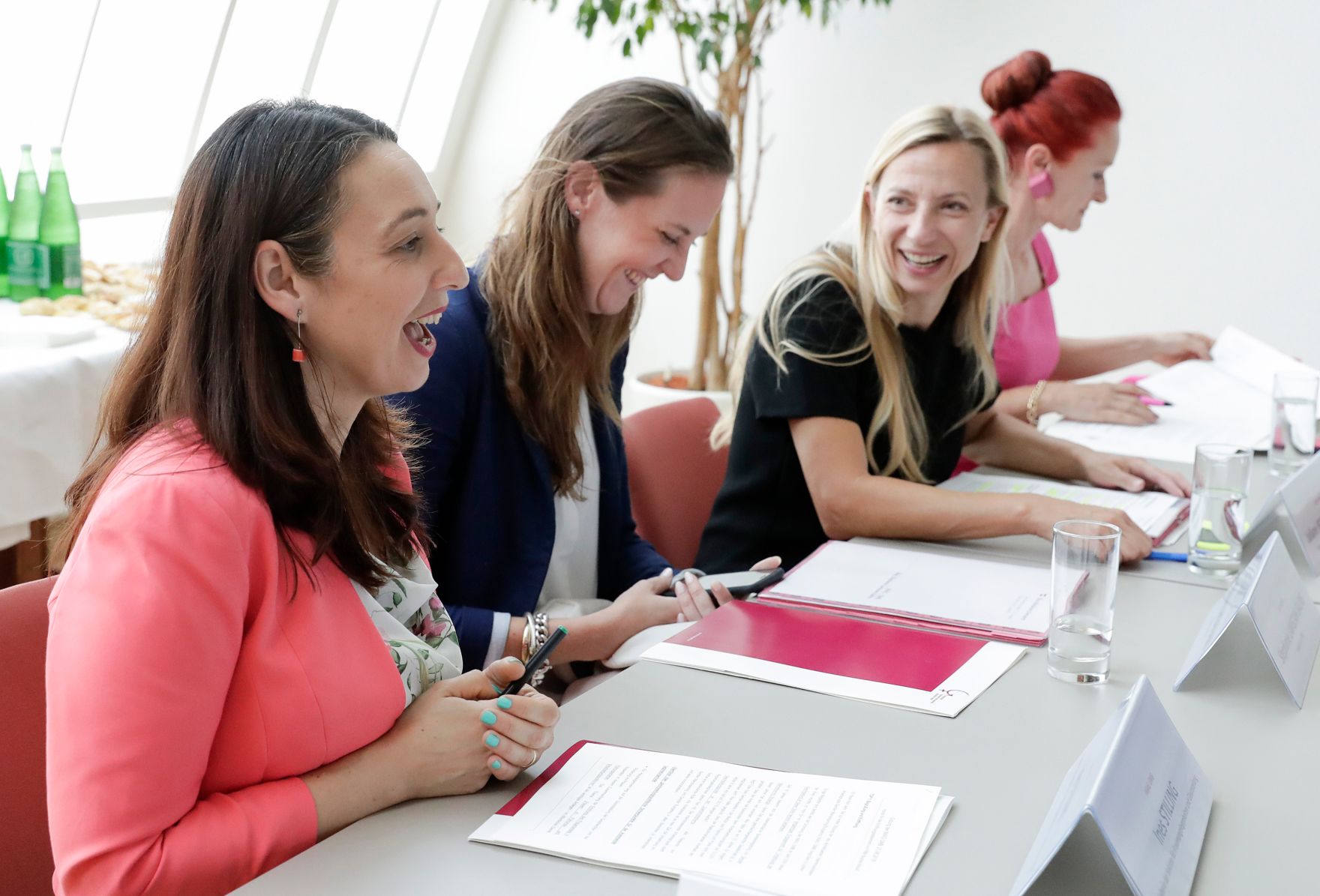 Am 21. Juni 2018 nahm Bundesministerin Juliane Bogner-Strau&szlig; (2.v.r.) an der Sitzung der Interministeriellen Arbeitsgruppe Gender Mainstreaming/Budgeting teil. Im Bild mit der Leiterin der Sektion Frauenangelegenheiten und Gleichstellung Ines Stilling (l.).