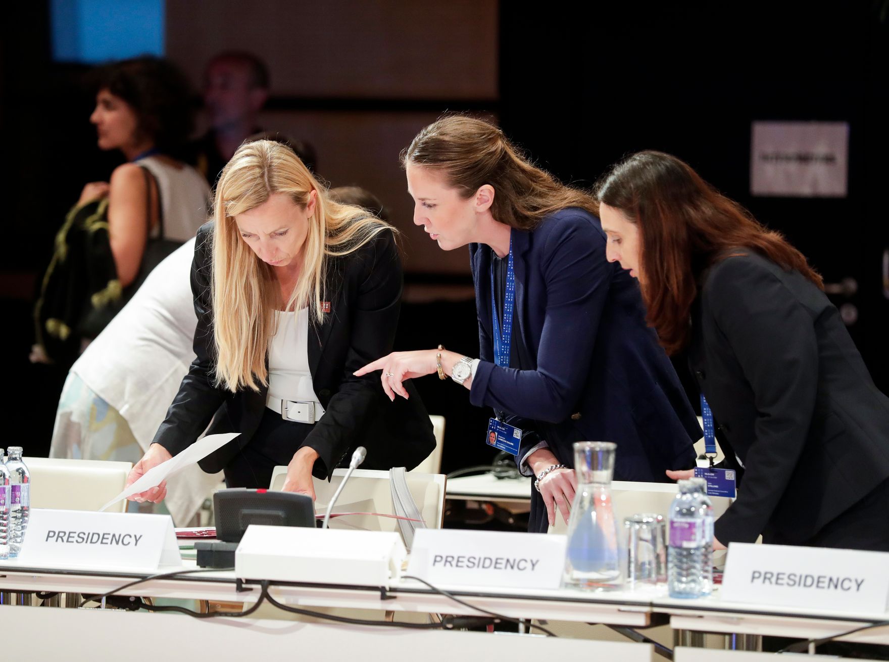 Am 23. Juli 2018 nahm Bundesministerin Juliane Bogner-Strau&szlig; (l.) im Rahmen des &ouml;sterreichischen Ratsvorsitzes an der Sitzung der High Level Group on Gender Mainstreaming teil.