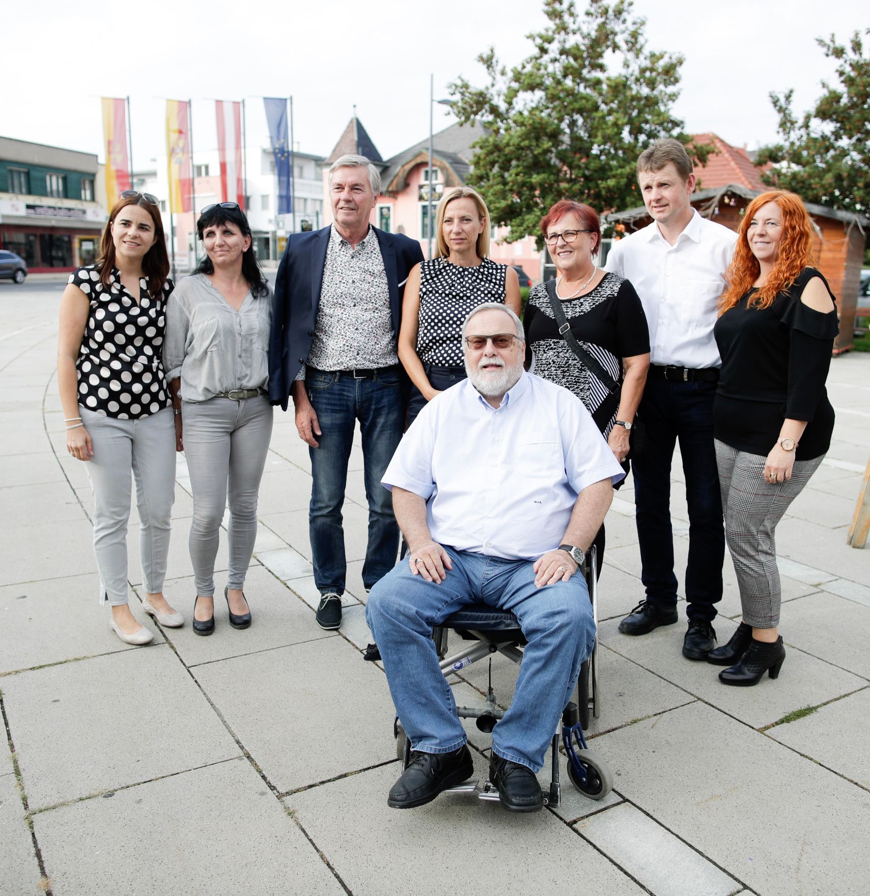 Am 6. September 2018 reiste Bundesministerin Juliane Bogner-Strau&szlig; (m.) im Zuge eines Bundesl&auml;ndertags ins Burgenland. Im Bild beim Empfang am Hauptplatz Oberpullendorf.