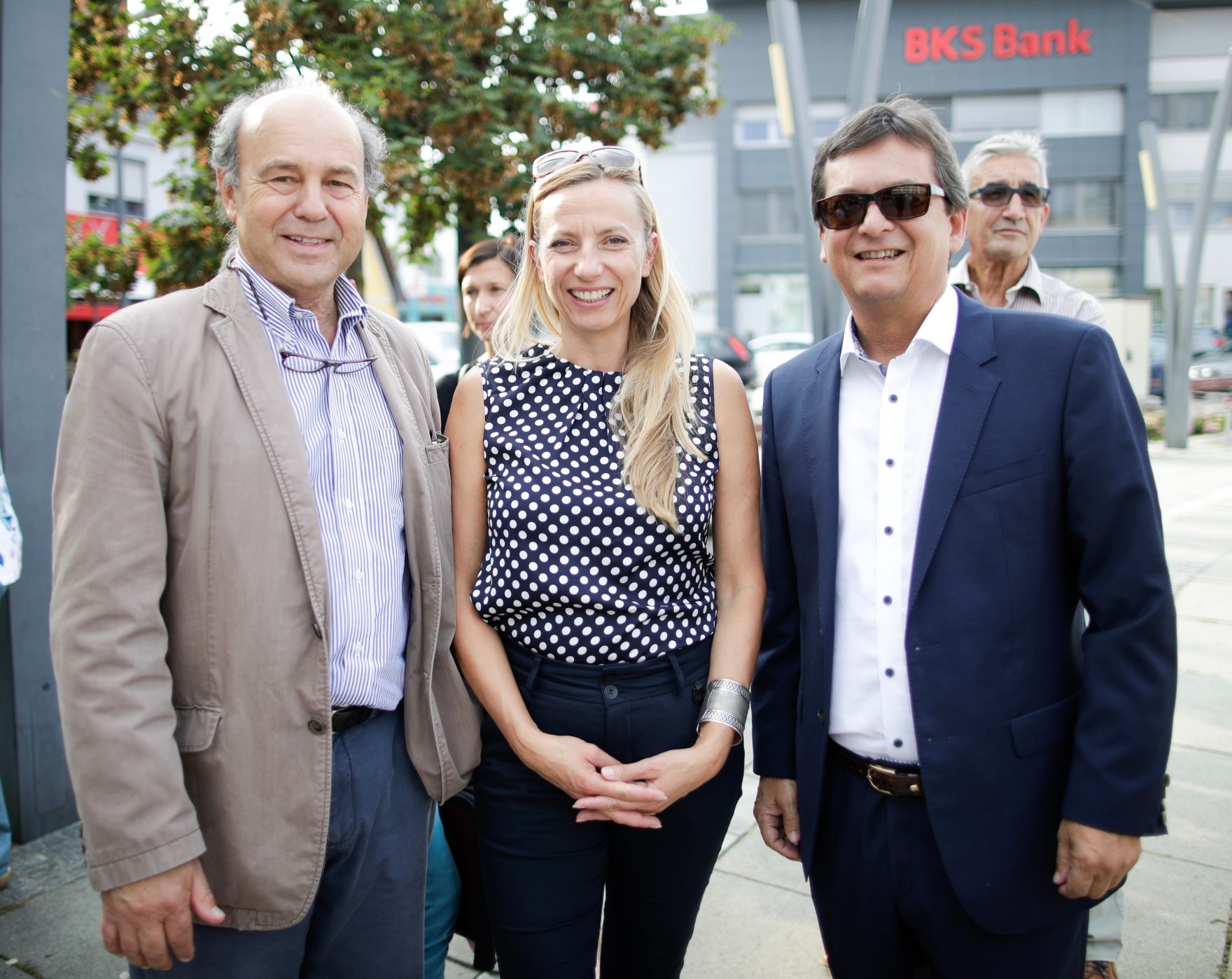 Am 6. September 2018 reiste Bundesministerin Juliane Bogner-Strau&szlig; (m.) im Zuge eines Bundesl&auml;ndertags ins Burgenland. Im Bild beim Empfang am Hauptplatz Oberpullendorf.