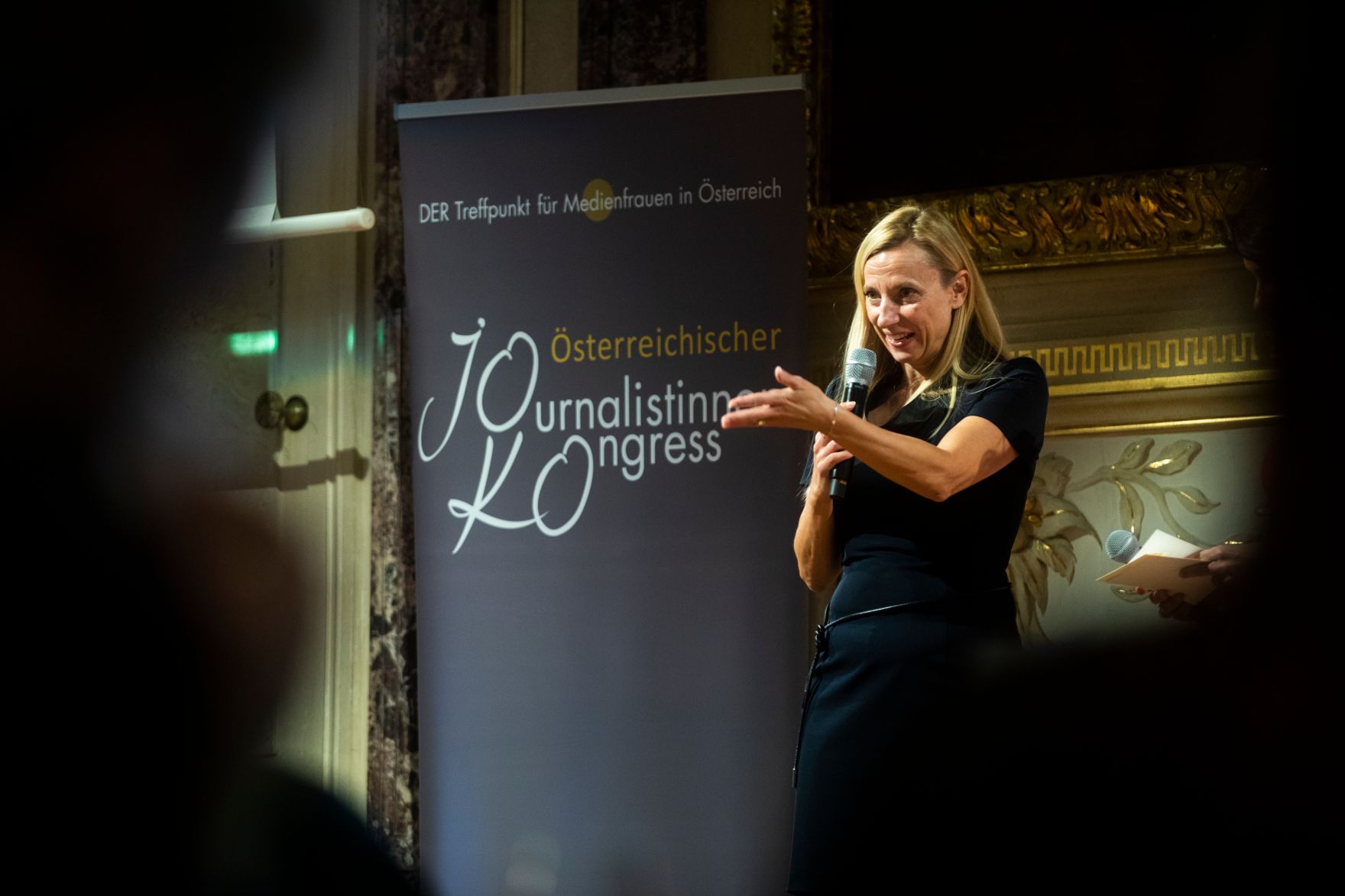 Am 6. November 2018 nahm Bundesministerin Juliane Bogner-Strau&szlig; (im Bild) am Gala-Abend der MedienL&Ouml;WINNEN 2018 im Haus der Industrie teil.