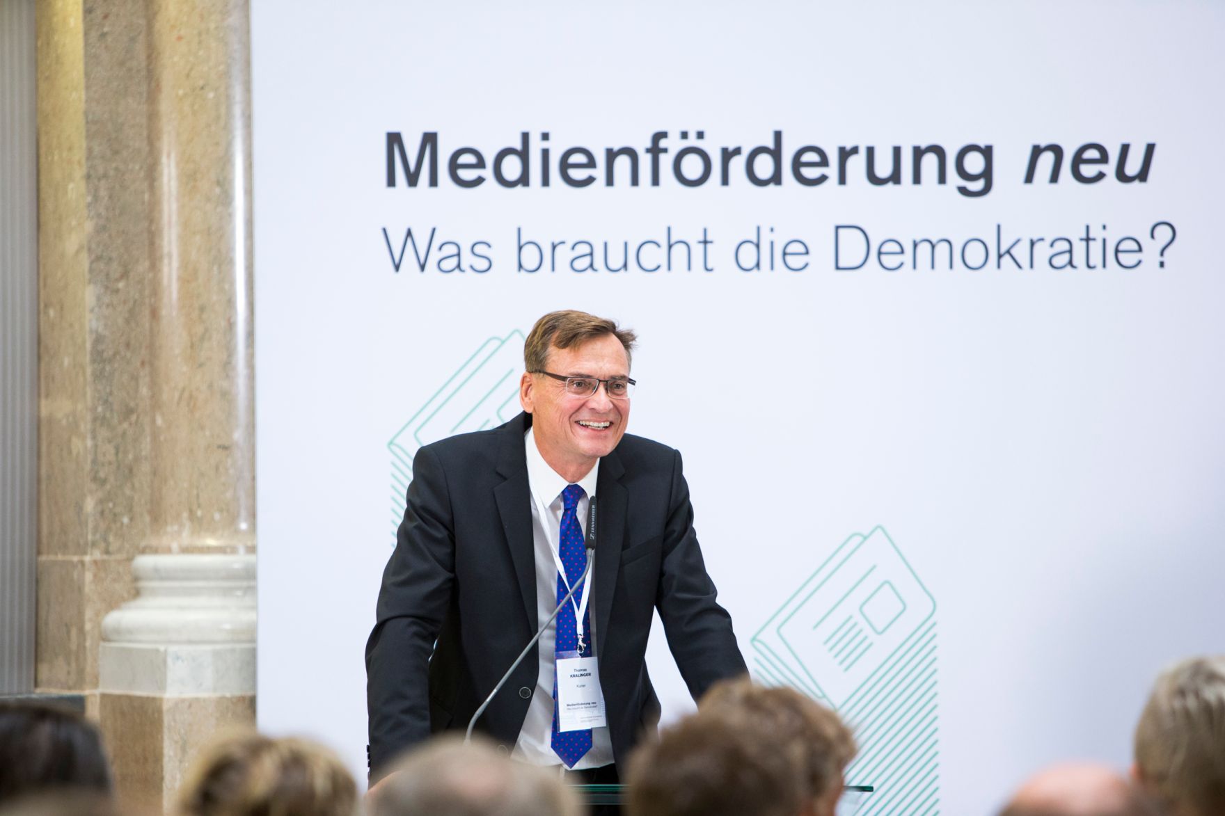 Am 19. September 2016 fand die Enquete "Medienf&ouml;rderung neu - Was braucht die Demokratie?" statt. Im Bild Thomas Kralinger, KURIER-Gesch&auml;ftsf&uuml;hrer.