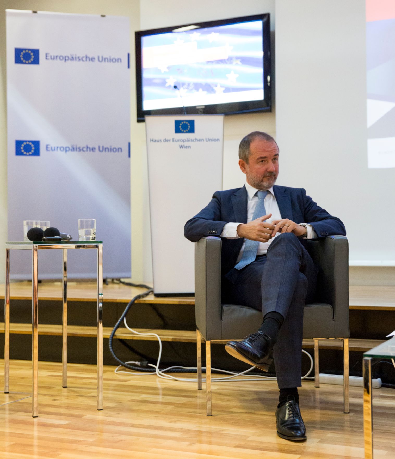 Am 29. September 2016 fand die Pr&auml;sentation "Kultur bringt's! Die Europ&auml;ische Kulturhauptstadt als Chance f&uuml;r nachhaltige Stadtentwicklung" im Haus der Europ&auml;ischen Union statt. Im Bild Kanzleramtsminister Thomas Drozda bei der Er&ouml;ffnung.