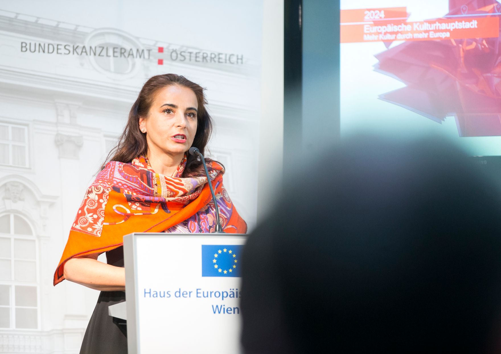 Am 9. Juni 2017 nahm Kunst- und Kulturminister Thomas Drozda an der Veranstaltung "Europ&auml;ische Kulturhauptstadt 2024 - Mehr Kultur durch mehr Europa" teil. Im Bild Simona Neumann, Gesch&auml;ftsf&uuml;hrerin, Timişoara 2021.