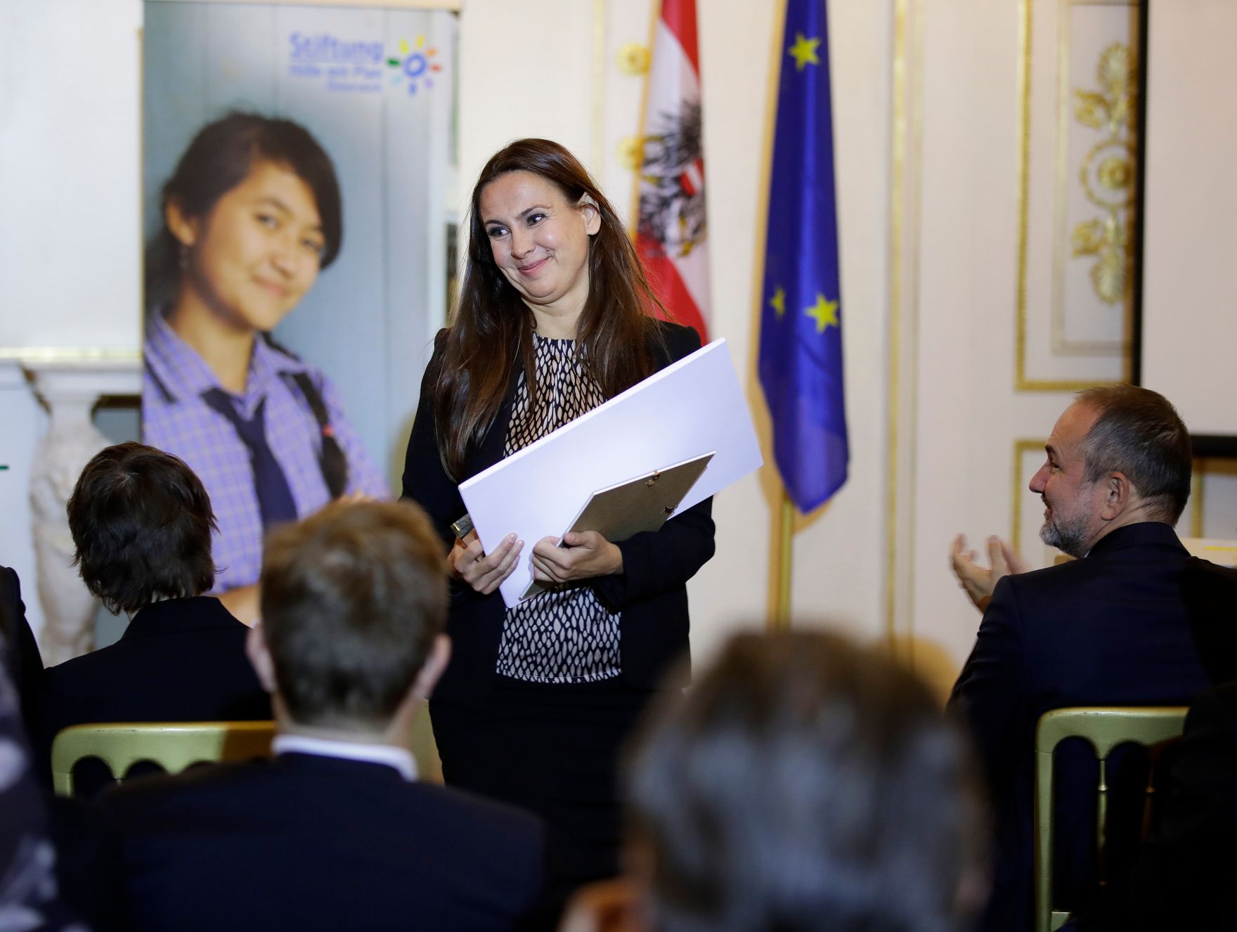 Am 19. September 2017 fand die Verleihung des Plan Medienpreis f&uuml;r Kinderrechte im Bundeskanzleramt statt. Im Bild die Preistr&auml;gerin Ursula Hofmeister.