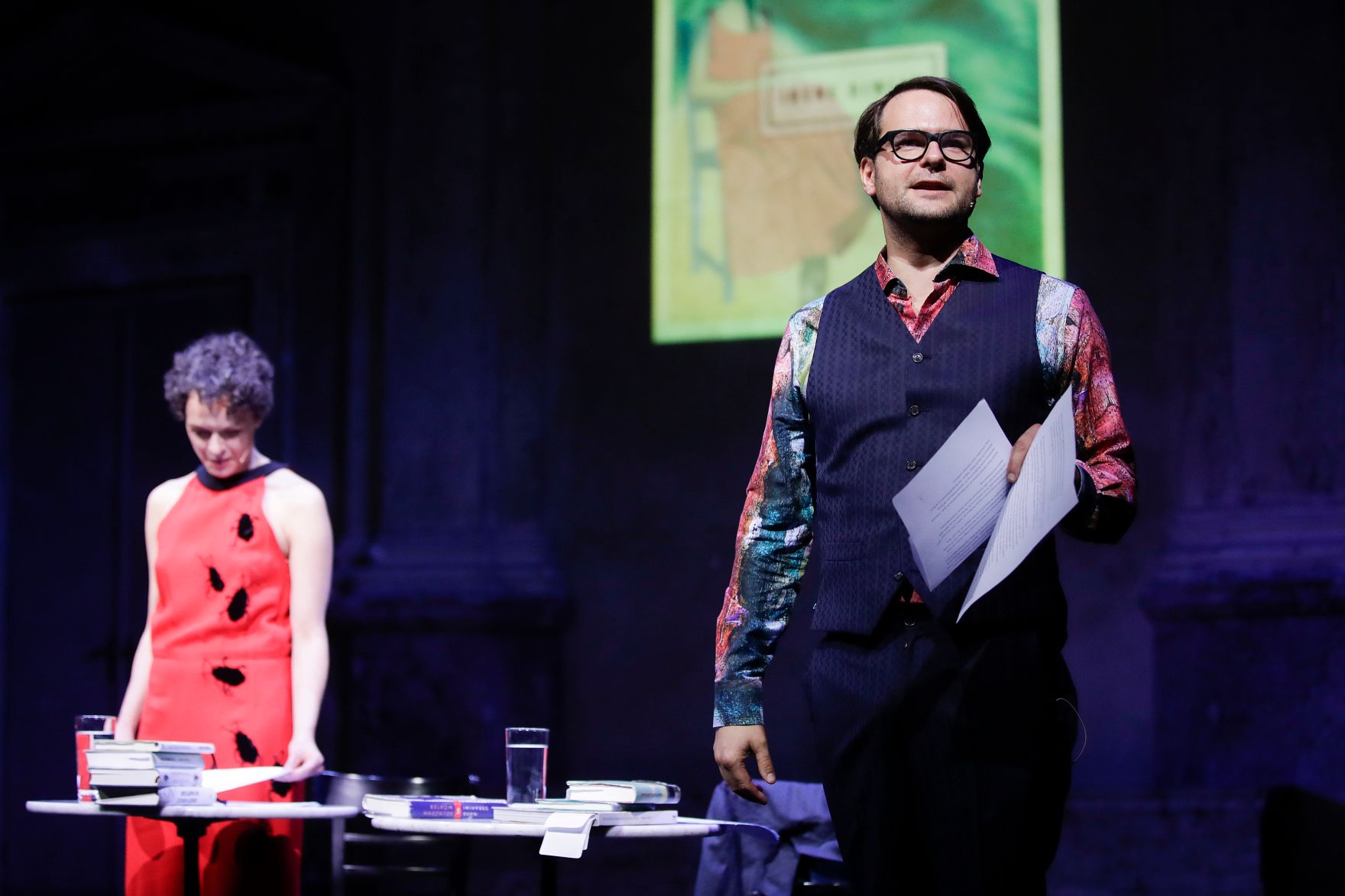 Am 7. November 2017 verlieh Kunst- und Kulturminister Thomas Drozda den &quot;&Ouml;sterreichischen Buchpreis 2017&quot;. Im Bild die Moderatoren Dorothee Hartinger (l.) und Philipp Hau&szlig; (r.).