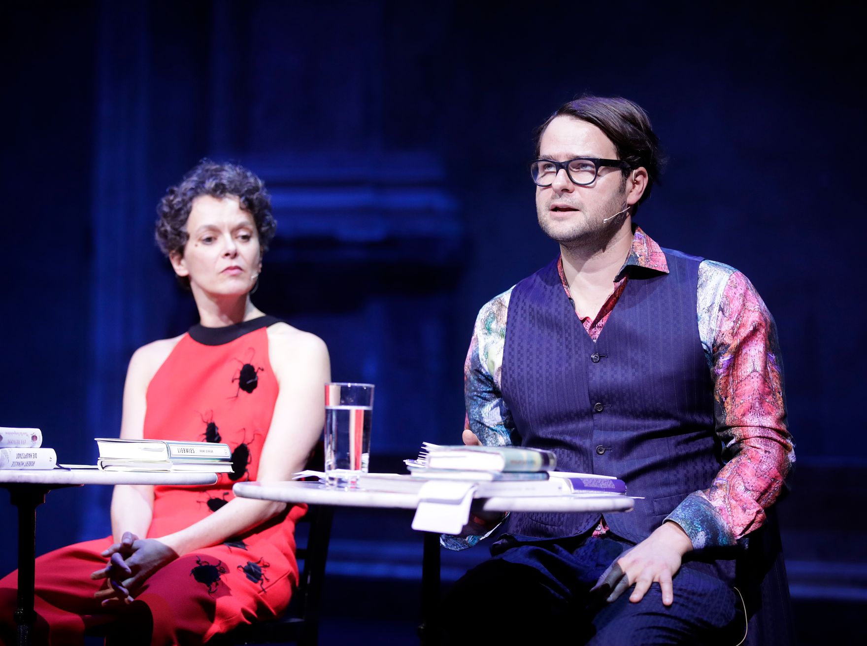 Am 7. November 2017 verlieh Kunst- und Kulturminister Thomas Drozda den &quot;&Ouml;sterreichischen Buchpreis 2017&quot;. Im Bild die Moderatoren Dorothee Hartinger (l.) und Philipp Hau&szlig; (r.).