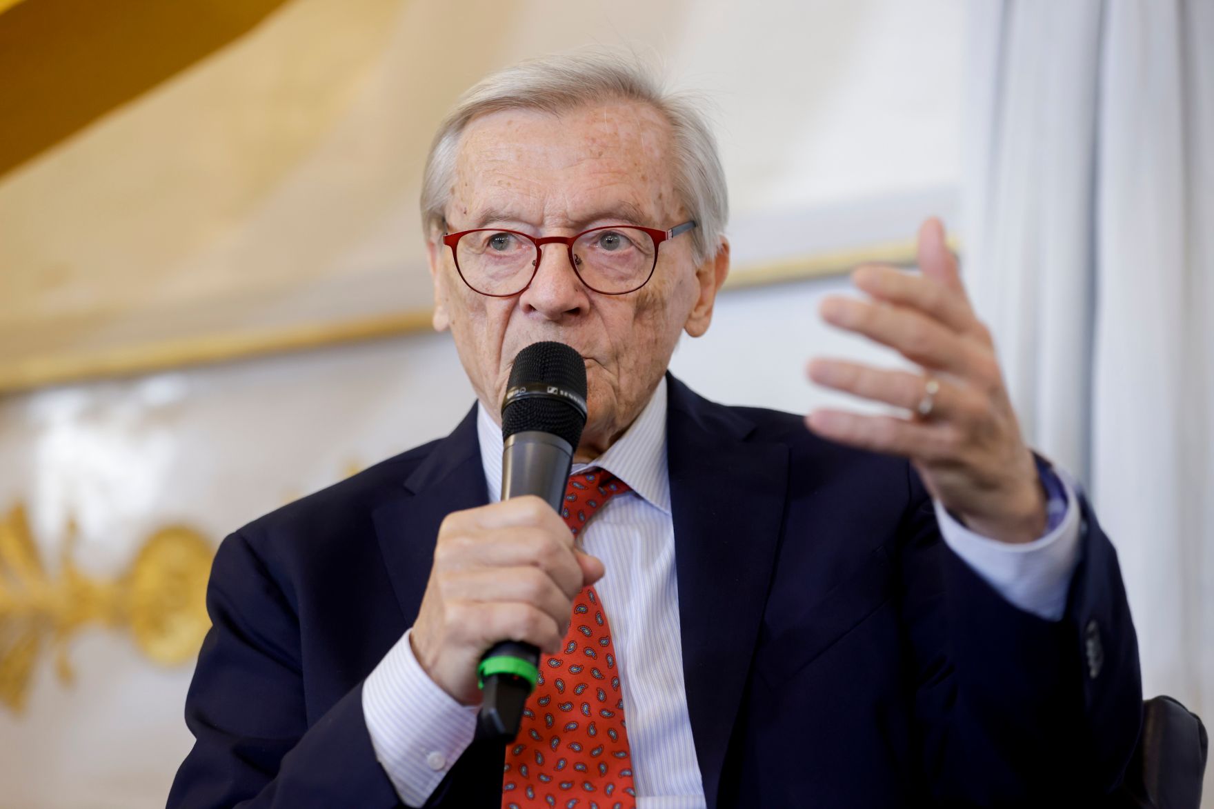 Am 9. Mai 2022 fand die Pr&auml;sentation des Berichts zur EU-Zukunftskonferenz im Bundeskanzleramt statt. Im Bild Bundeskanzler a. D. Wolfgang Sch&uuml;ssel.