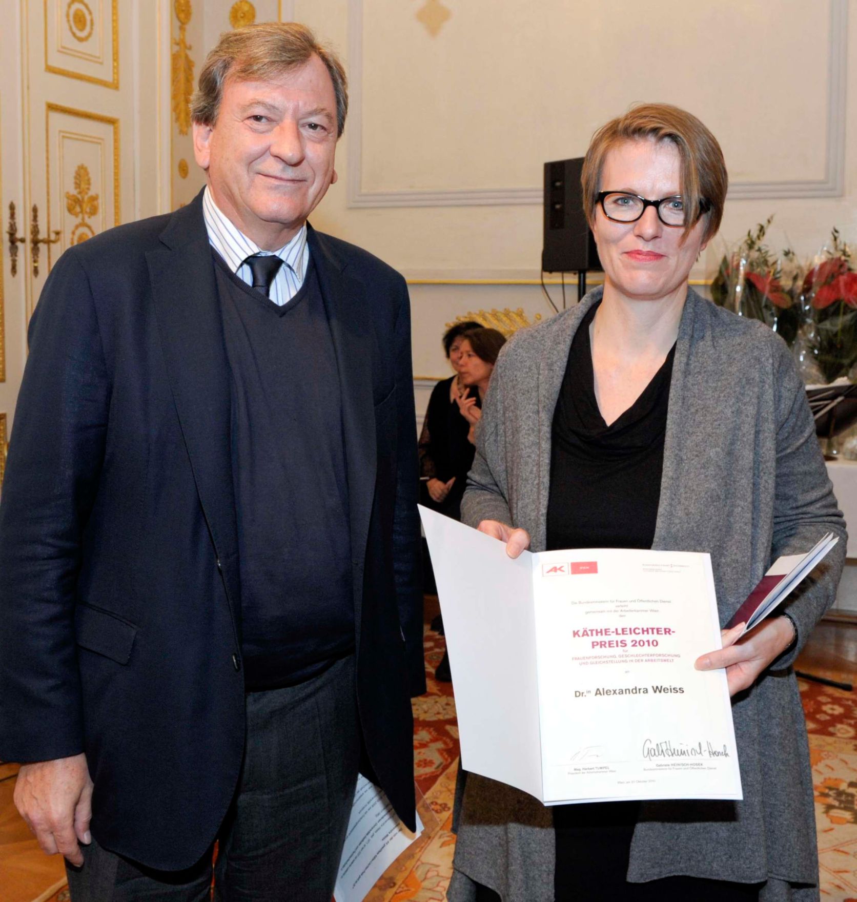 Am 27. Oktober 2010 lud Frauenministerin Gabriele Heinisch-Hosek zur K&auml;the-Leichter-Preisverleihung 2010 ins Bundeskanzleramt in Wien.