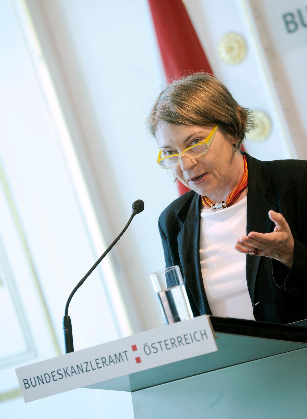 Ulrike Papouschek bei der Pr&auml;sentation des Frauenberichtes 2010 im Bundeskanzleramt.