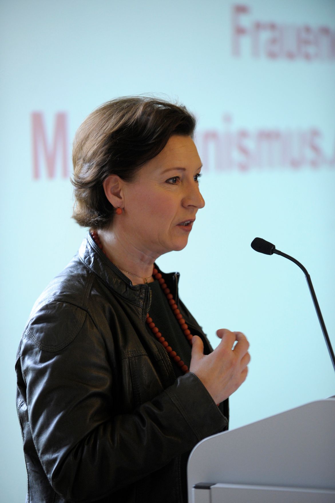 Am 7. Juni 2013 luden Frauenministerin Gabriele Heinisch-Hosek und die Plattform 20000Frauen zur Frauenenquete &bdquo;Maskulinismus. Anti. Feminismus.&ldquo; ins Schloss Laundon. Im Bild bei der Er&ouml;ffnung der Veranstaltung.